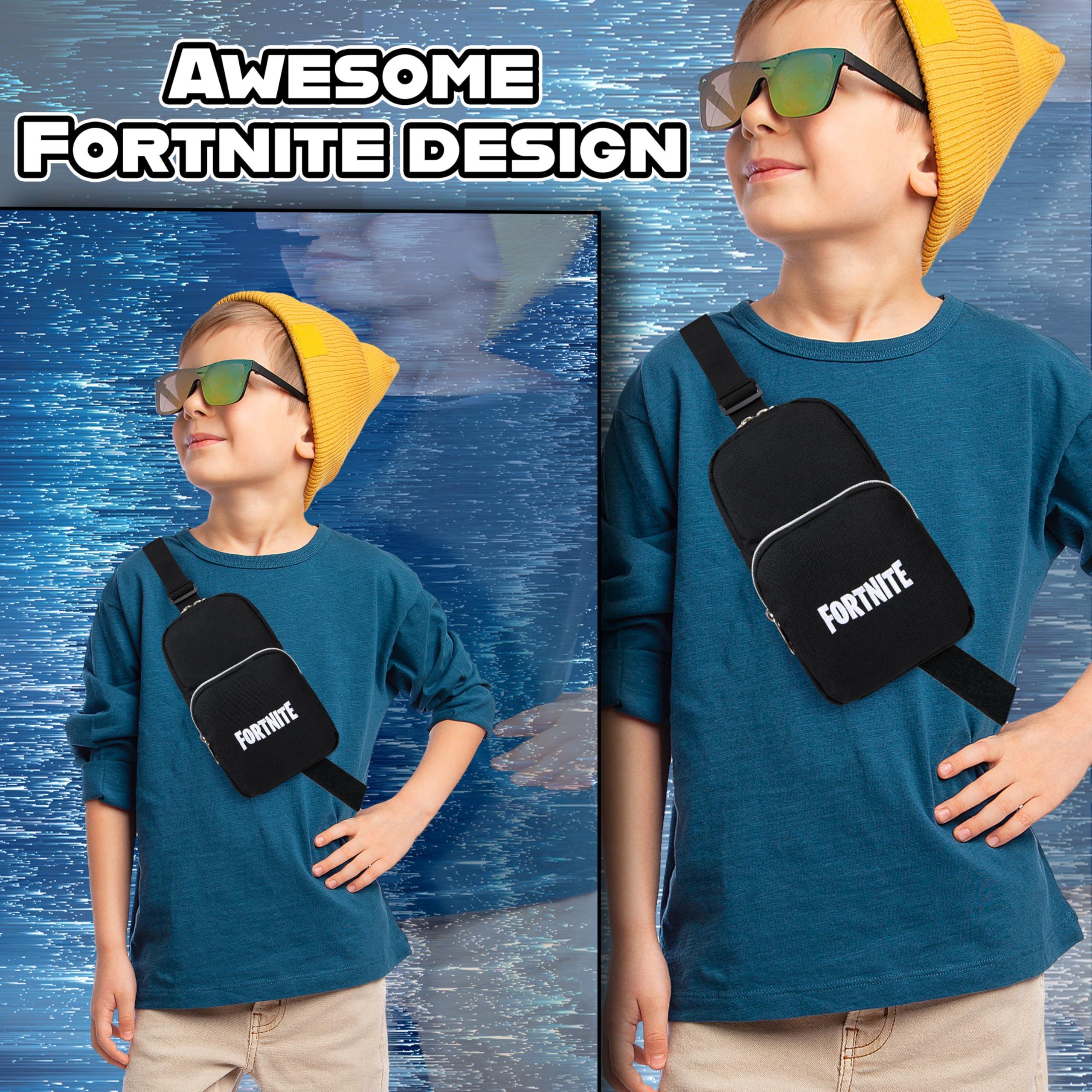 FORTNITE Boys Crossbody Bag with 2 Compartments and Adjustable Strap - Gamer Fun Sling Bag Gifts for Boys - Image 3