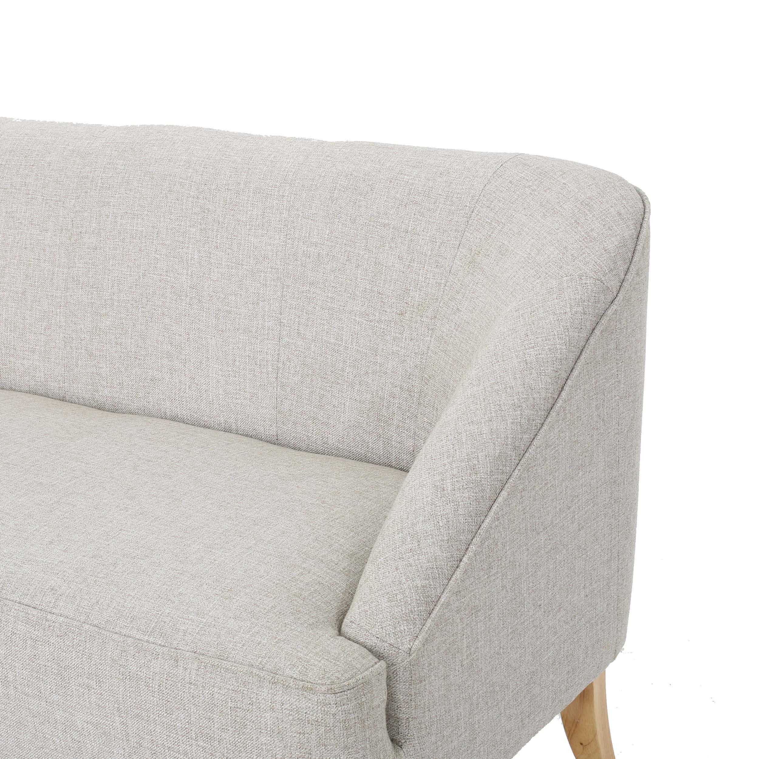 Christopher Knight Home Justus Mid-Century Modern Fabric Loveseat, Beige / Natural - Image 7