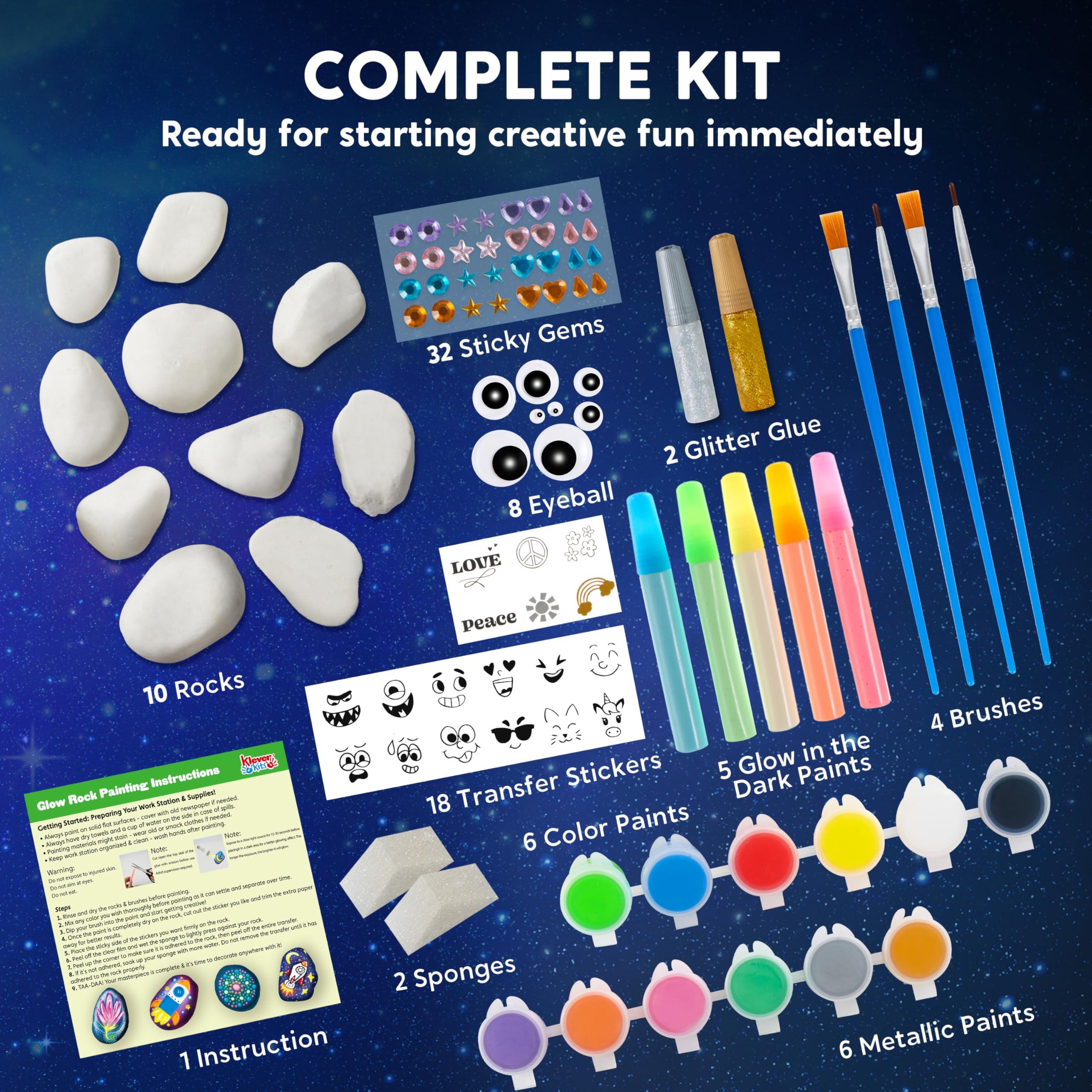 JOYIN Rock Painting Kit- Glow in The Dark Rock Kit, Arts and Crafts for Kids Ages 6-12, Art Supplies Toy, Kids Craft Paint Kits, Arts & Crafts for Boys Girls Birthday Party Gift Toy - Image 4
