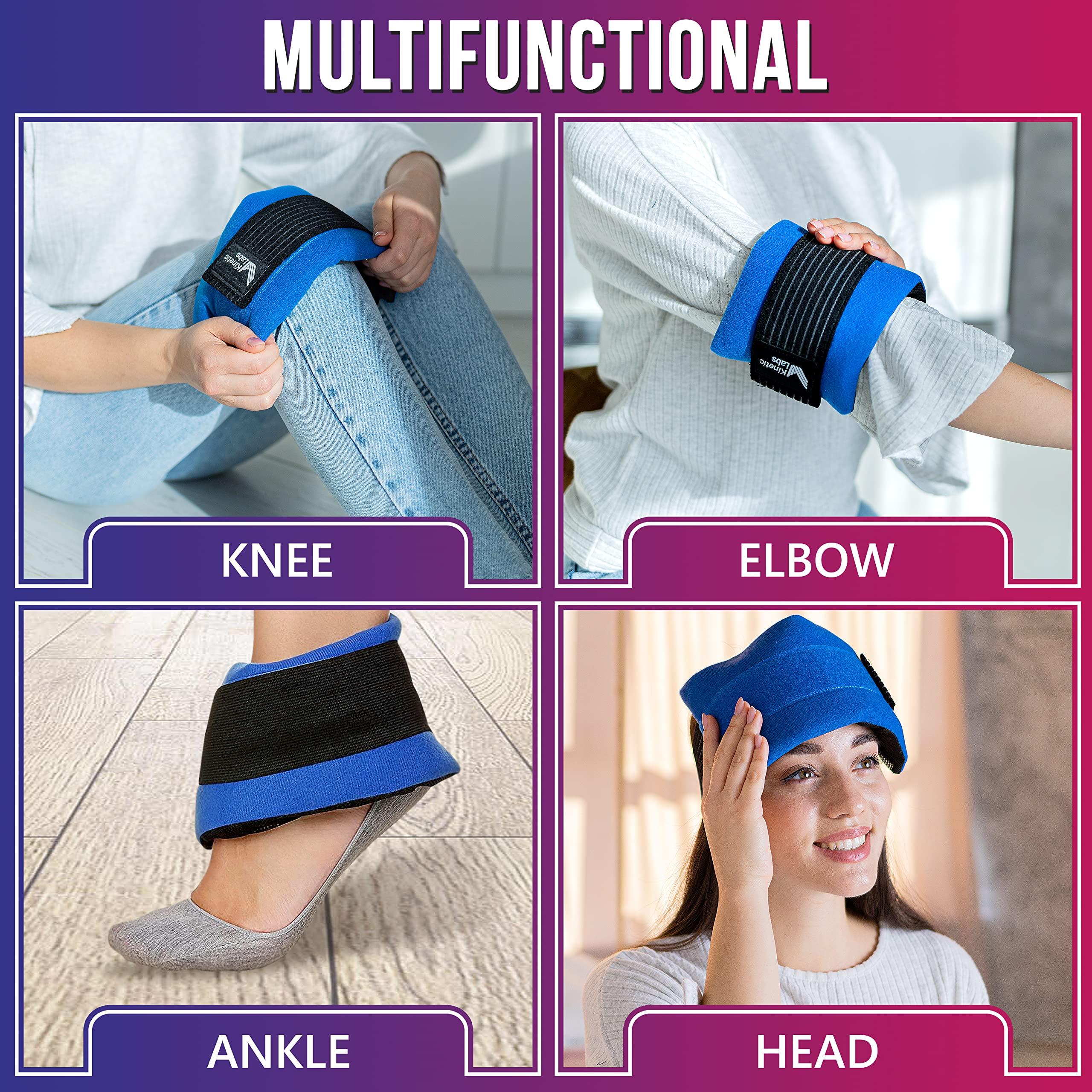 Ice Pack Wrap with Elastic Strap by Kinetic Labs - Hot Cold Gel Pack for Injuries - Reusable Ice Pack for Neck Foot Ankle Head Wrist Leg Shoulder Arm Thigh Knee Surgery (Regular) - Image 2