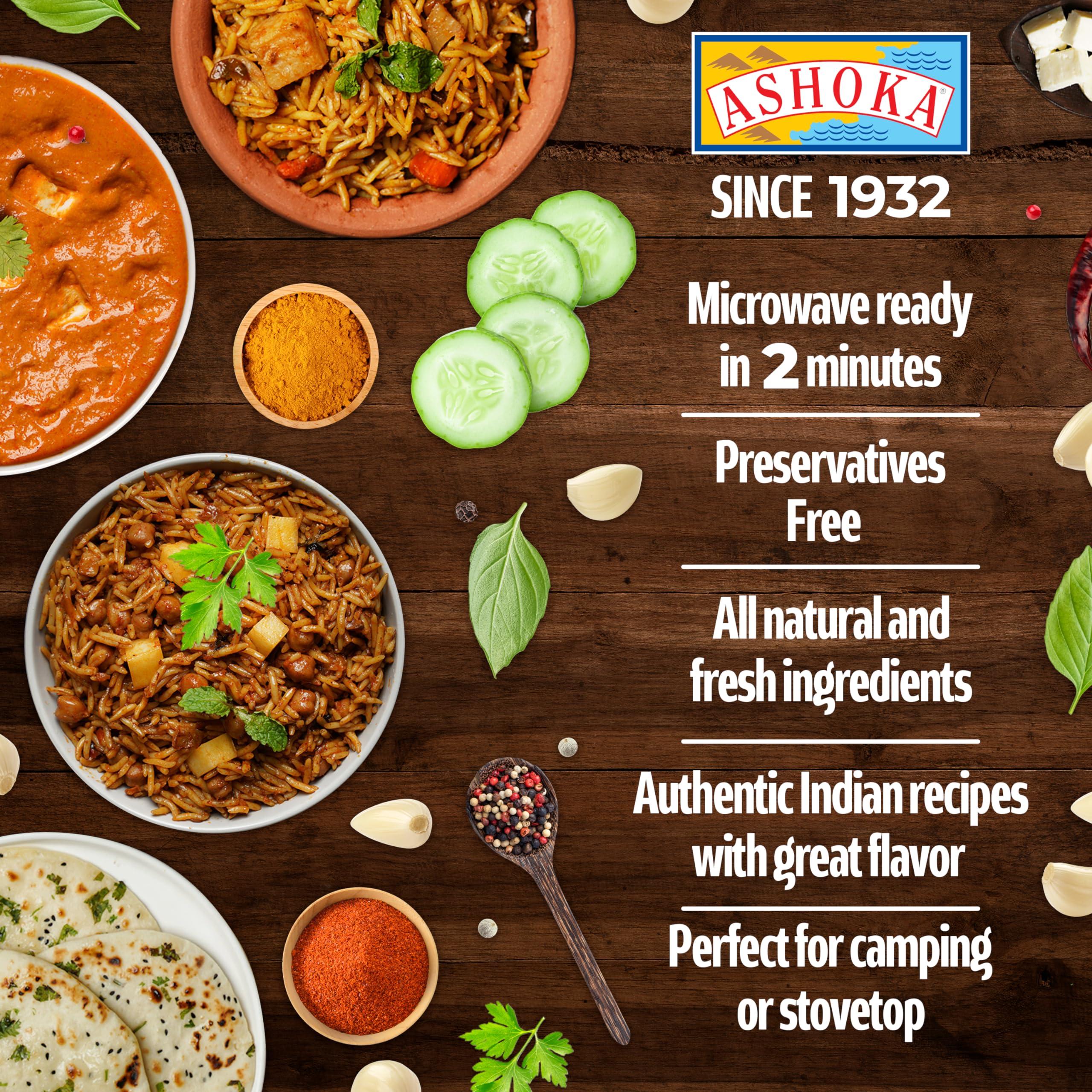 Ashoka Microwaveable Entrees 1932, Vegetarian Sampler Kit, Heat & Serve Meal Pack, Kosher Certified Variety Pack, Authentic Indian Cuisine, Instant Meals, Gluten-Free with No Preservatives, Pack of 10 - Image 2