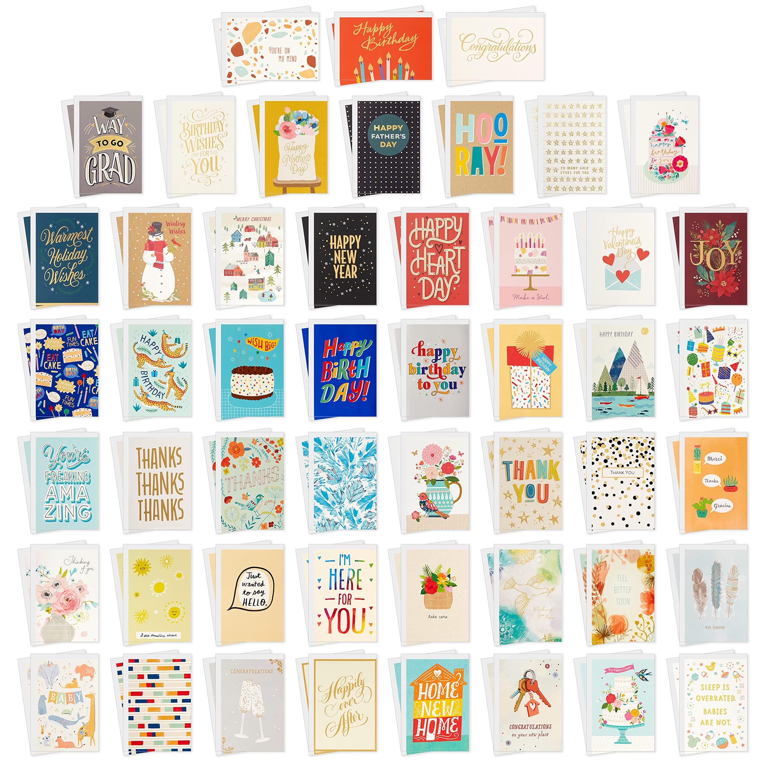 Hallmark All Occasion Boxed Set of Assorted Blank Greeting Cards with Card Organizer (Pack of 100)—Birthday, Thank You, Congratulations, Wedding, Baby, Thinking of You, Sympathy - Image 3
