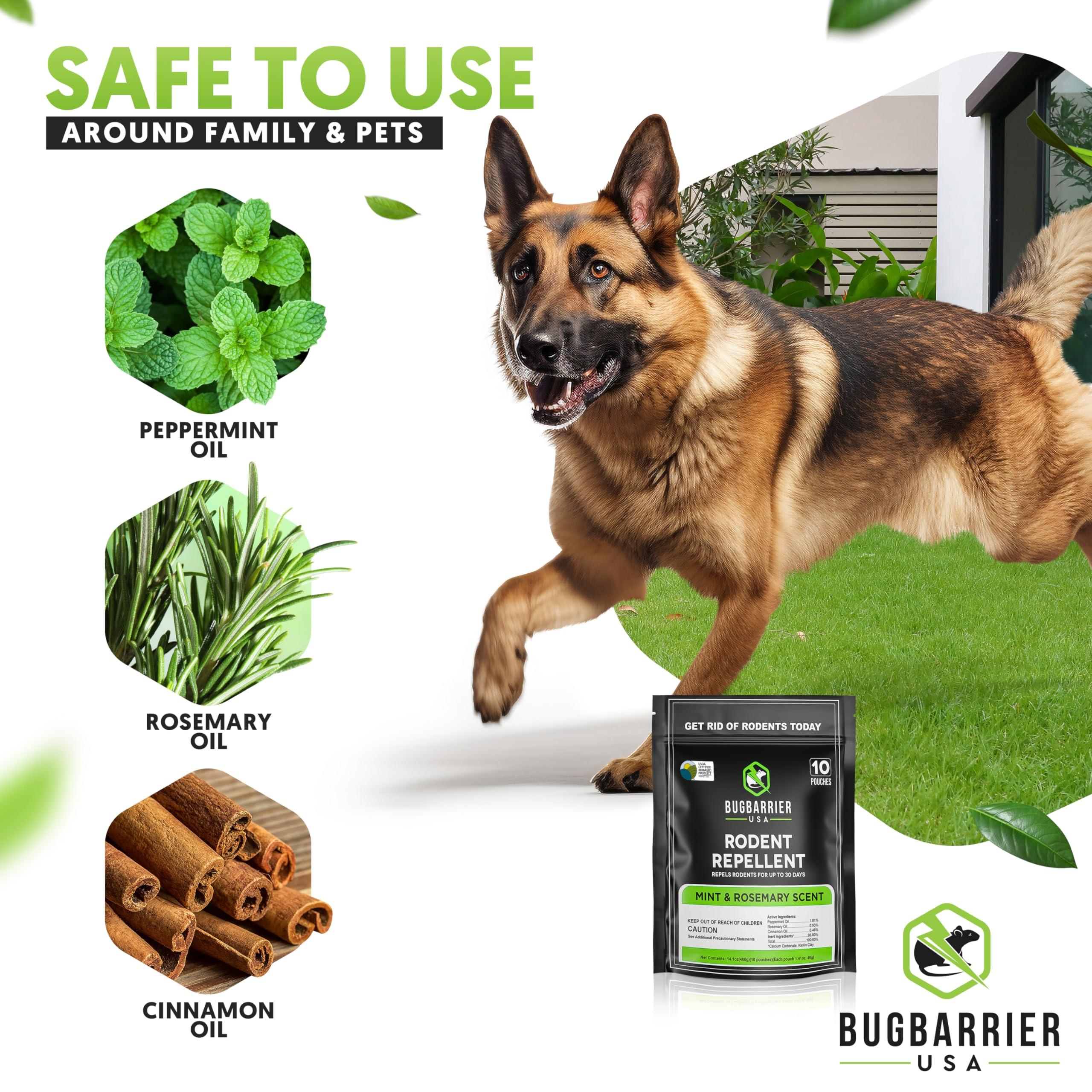 BugBarrier's Extra-Strength Mouse Repellent Deterrent Pouches, USDA 99% Biobased, Peppermint & Rosemary Oils Repel Mice Nesting in Car, RV, Boat, Garage, Shed, Cabin Made in The USA (Pack of 10) - Image 3