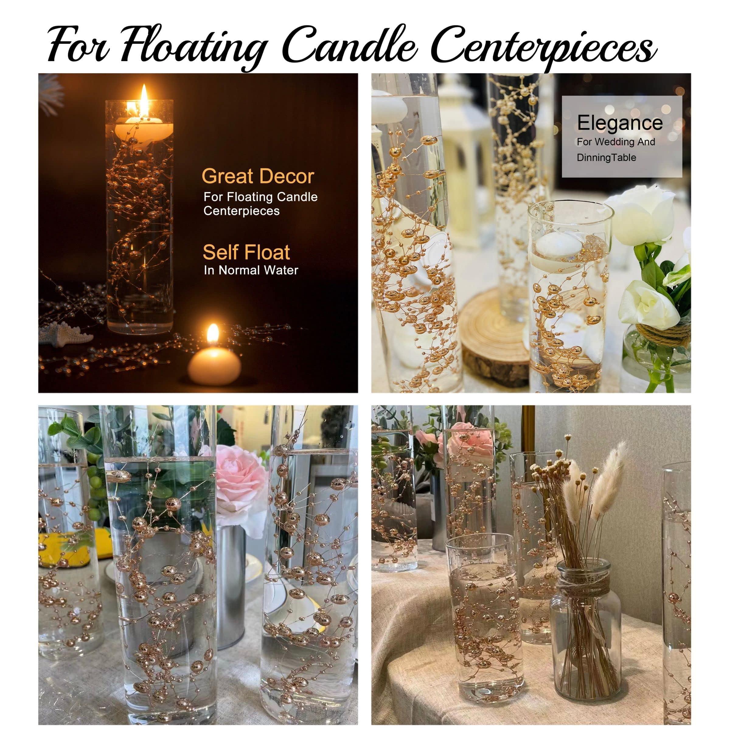 TeaSu 24Pcs Pearl String for Floating Candle Centerpieces, Pearl Vase Filler Decor for Wedding Centerpieces (Champagne Gold) - Image 4