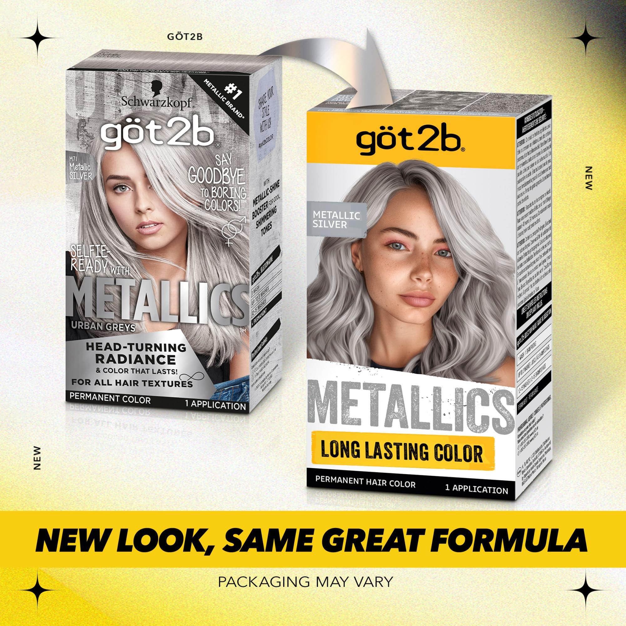Schwarzkopf Got2b Metallics Permanent Hair Color, M71 Metallics Silver - Image 3