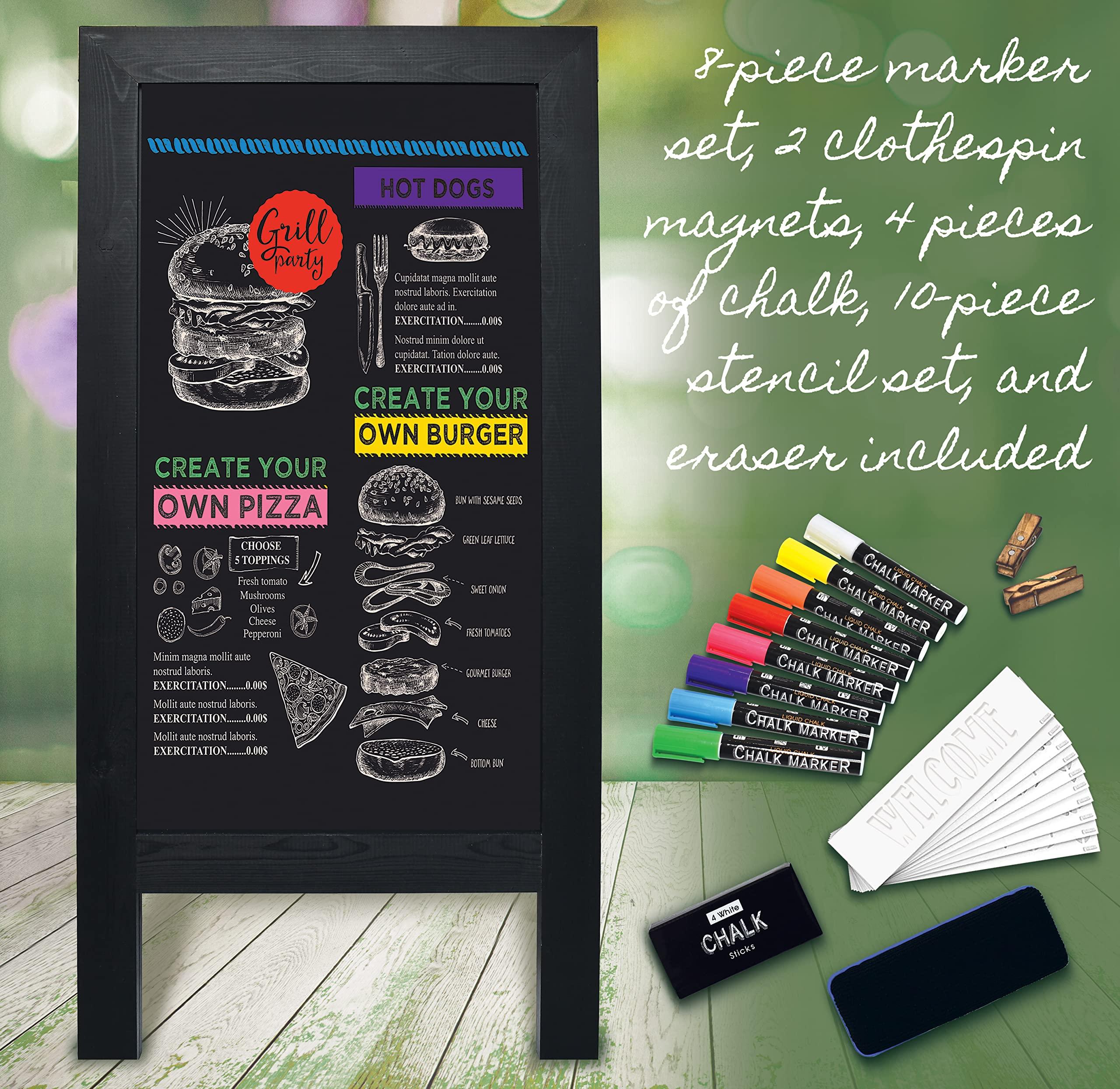 Better Office Products Magnetic A-Frame Chalkboard Sign, Extra Large 20" x 40", Standing Chalkboard Easel, Deluxe Set with Multiple Accessories, Outdoor Sidewalk Sandwich Board Sign,(Black) - Image 3