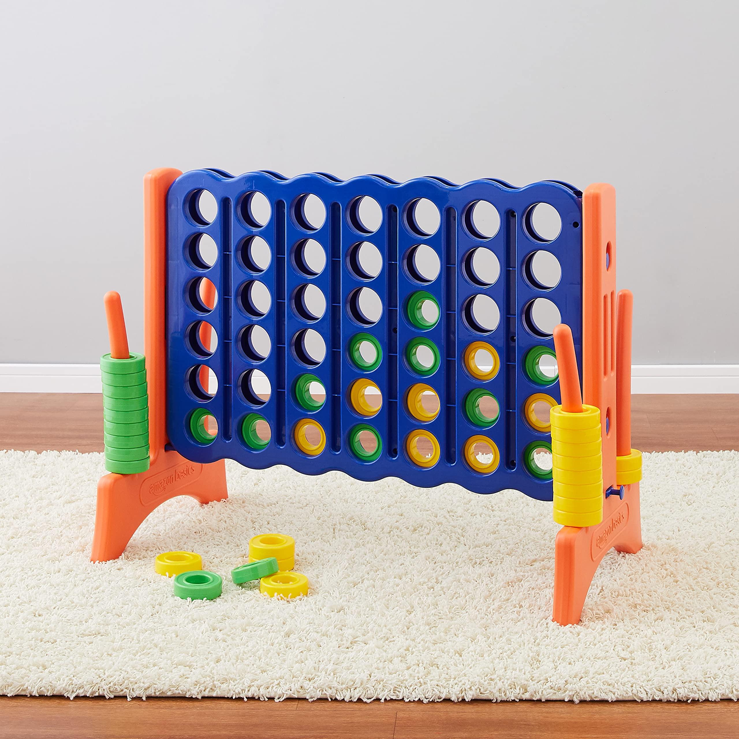 Amazon Basics Junior BPA-Free 4-to-Score Giant Premium Plastic Games Set, 4 in A Row for Kids and Adults with Carrying Bag, Great For Gifting, Variety of Colors, Blue, Yellow, Red, Green, Large - Image 6