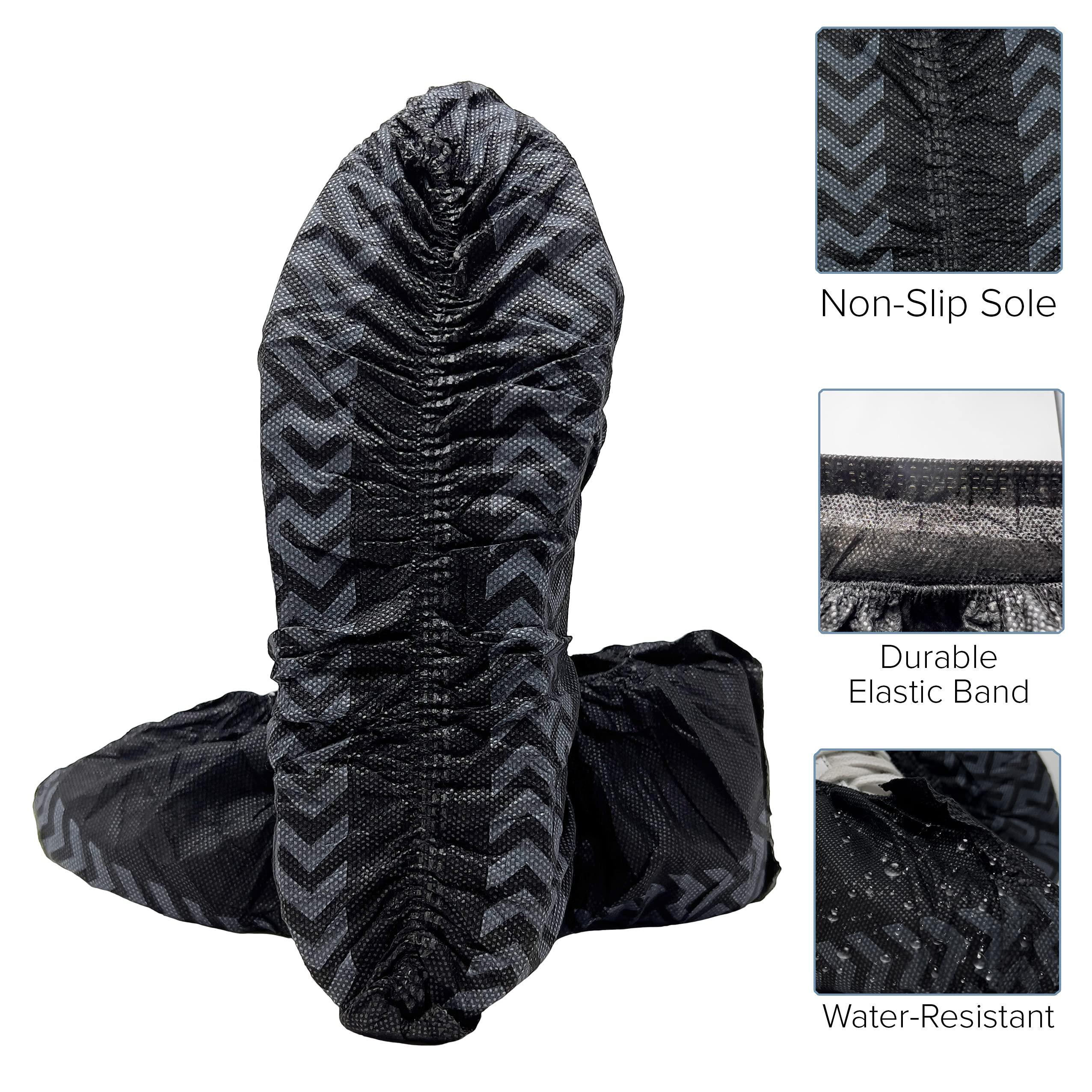 Innovative Haus 200 Pack (100 Pairs) Black Extra Large Disposable Boot and Shoe Covers Disposable - Indoors Reusable Booties for Shoes Covers - Non Slip Treads - Fits US Men's 14 and Women's 16 - Image 3