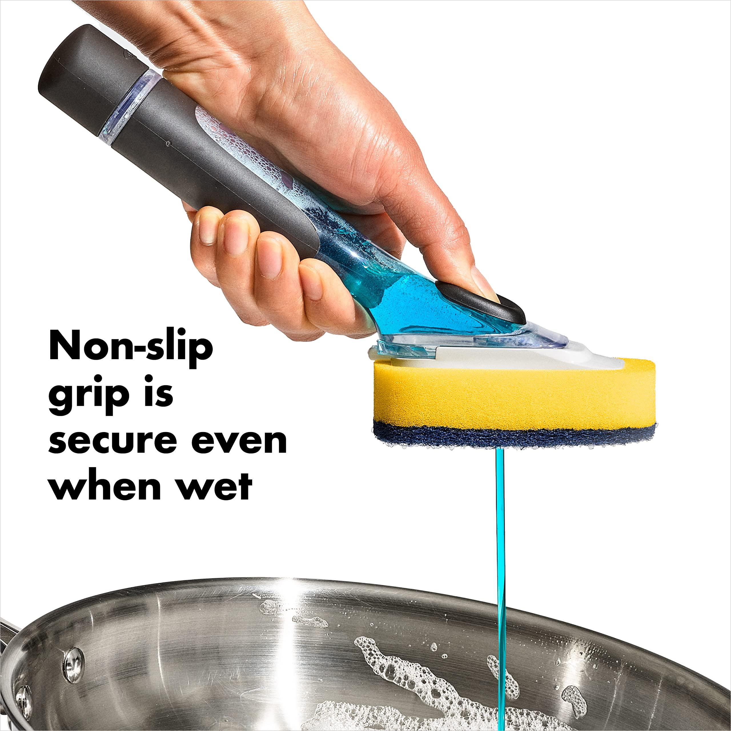 OXO NEW Good Grips Soap Dispensing Dish Scrub​, Yellow - Image 6