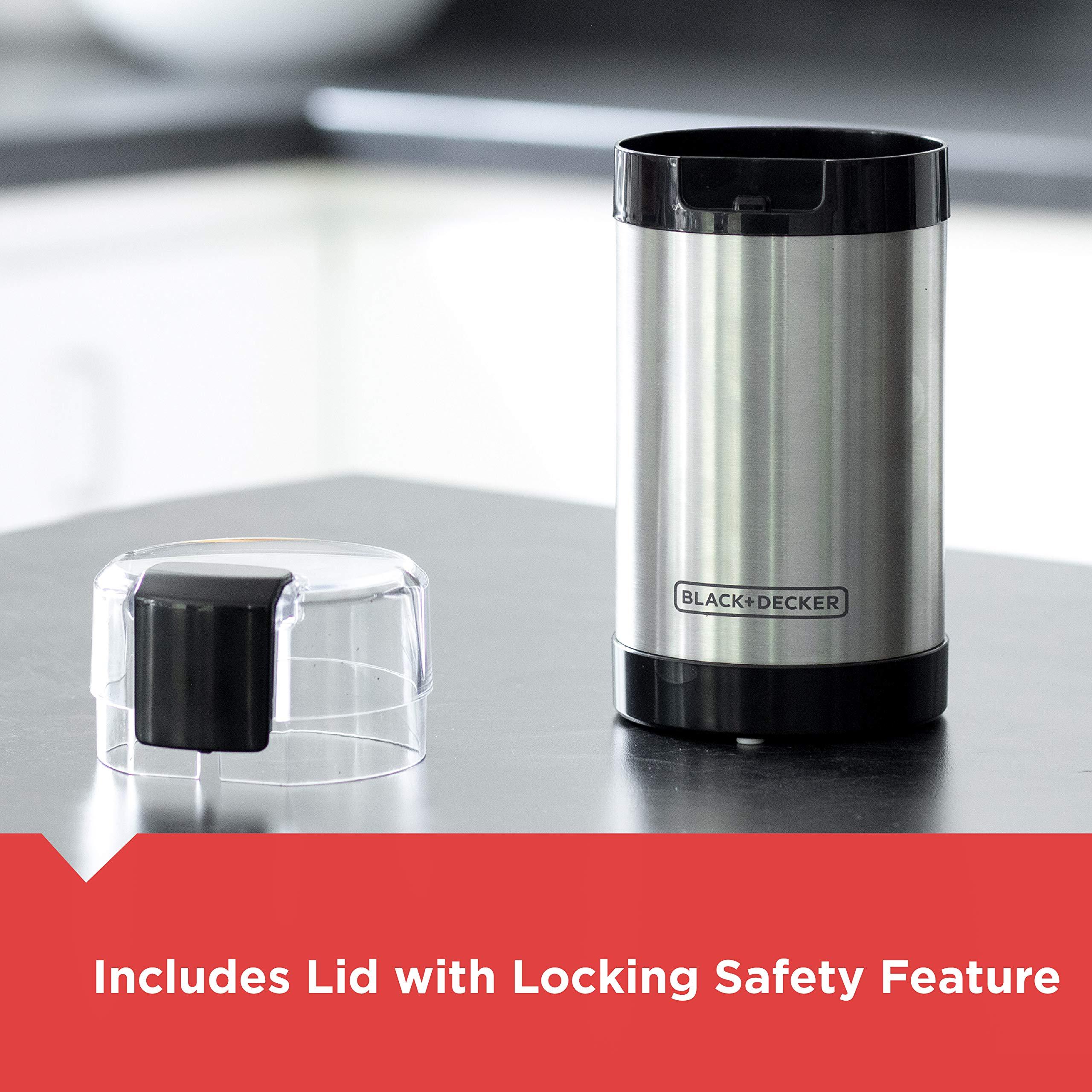 BLACK+DECKER One Touch Coffee Grinder, 2/3 Cup Coffee Bean Capacity, Spice Grinder, One Touch Push-Button Control -150 Watts -Stainless Steel Blades - Image 7