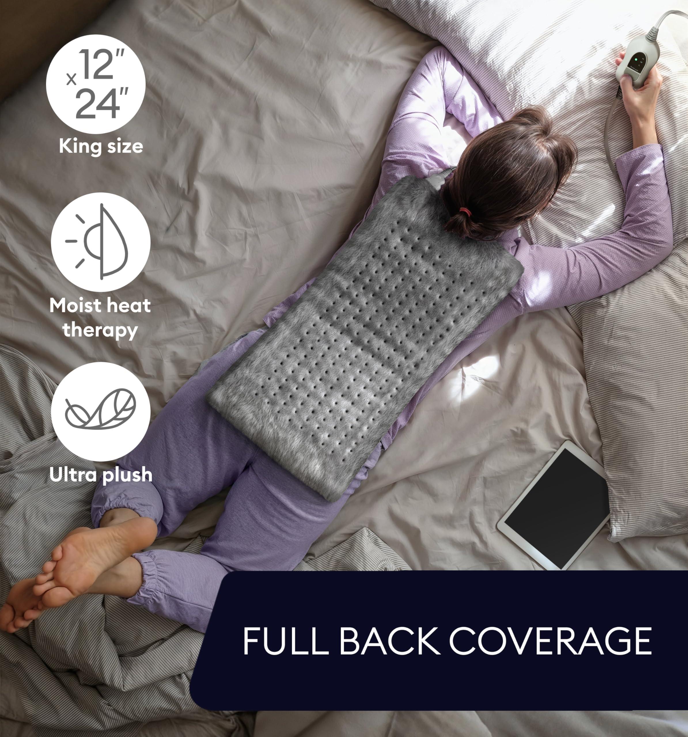GENIANI Large Electric Heating Pad for Back Pain & Cramps Relief, Mothers Day & Birthday Gifts for Women Mom, FSA HSA Eligible, Auto Shut Off, Machine Washable, Heat Pad for Neck & Shoulder, 12×24" - Image 5