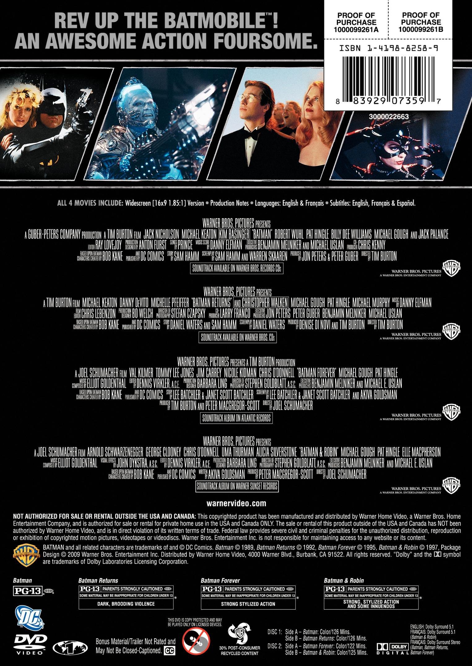 4 Film Favorites: Batman Collection (Batman / Batman Forever / Batman and Robin / Batman Returns) - Image 2