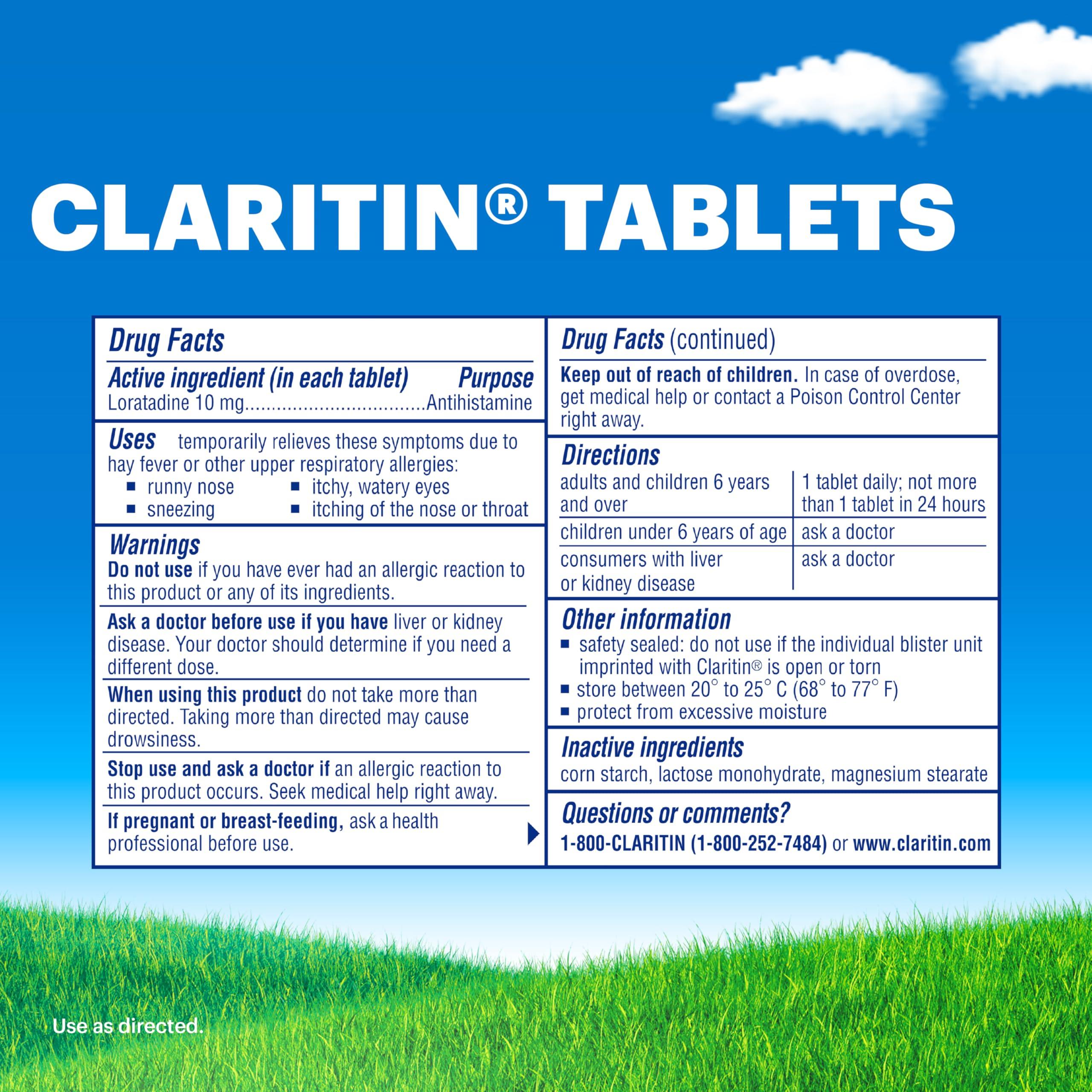 Claritin Allergy Medicine for Adults, 24-Hour Non-Drowsy Loratadine 10mg Pills, Antihistamine, 30 Tablets + 1ct On-The-Go Relief - Image 9