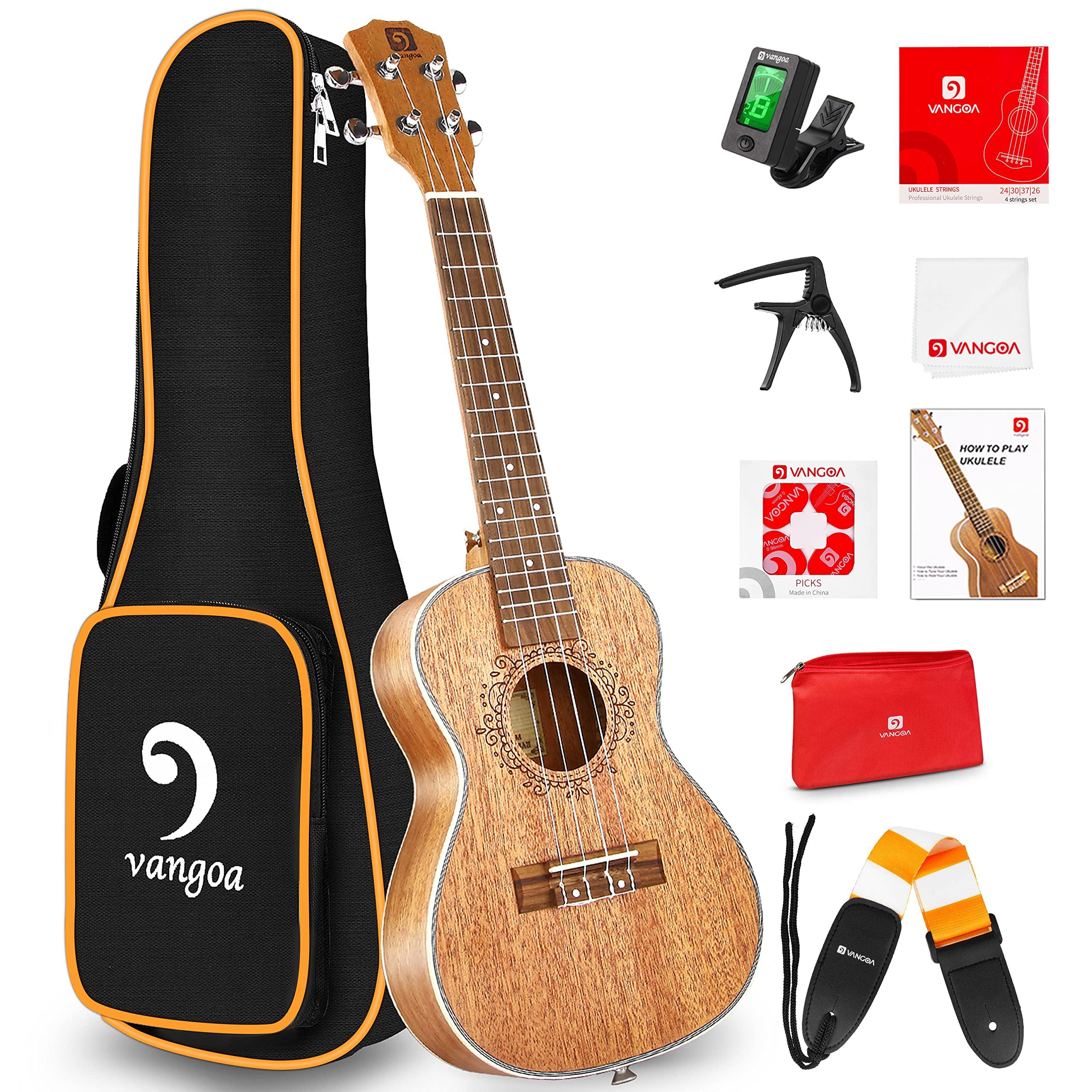 Tenor Ukulele 26 Inch Mahogany Professional Acoustic Ukelele Four String Wooden Hawaiian Uke Beginner Kit Ukuleles Bundle for Adult Starter Kit, by Vangoa