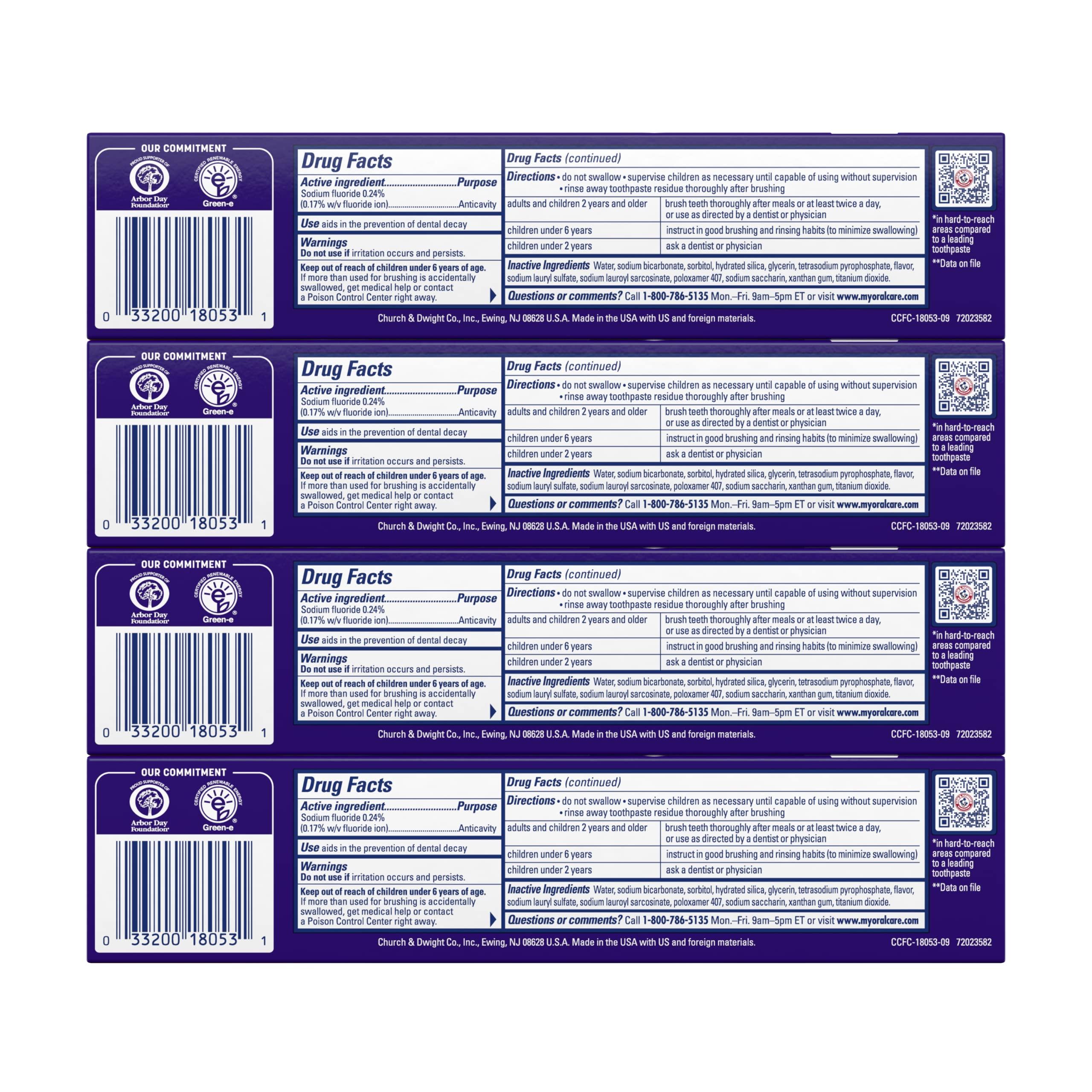 ARM & HAMMER Complete Care Toothpaste, Teeth Whitening Toothpaste, Fluoride, Whole Mouth Protection, Fresh Mint Flavor, 6.0 oz (Pack of 4) - Image 2