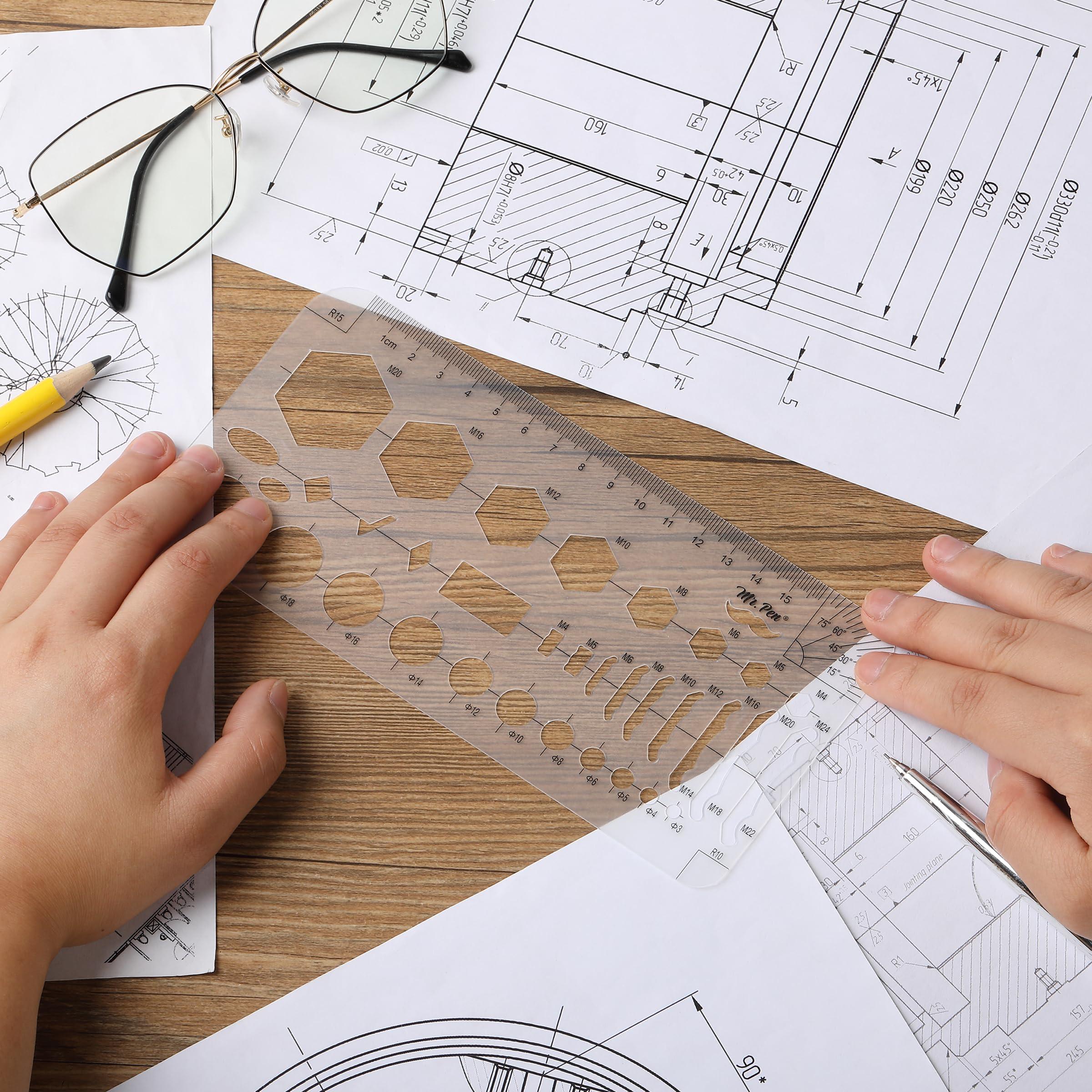 Mr. Pen- Geometric Drawing Template, Hexagon & Circles, Plastic Template Plastic, Shape Stencils for Drawing - Image 7