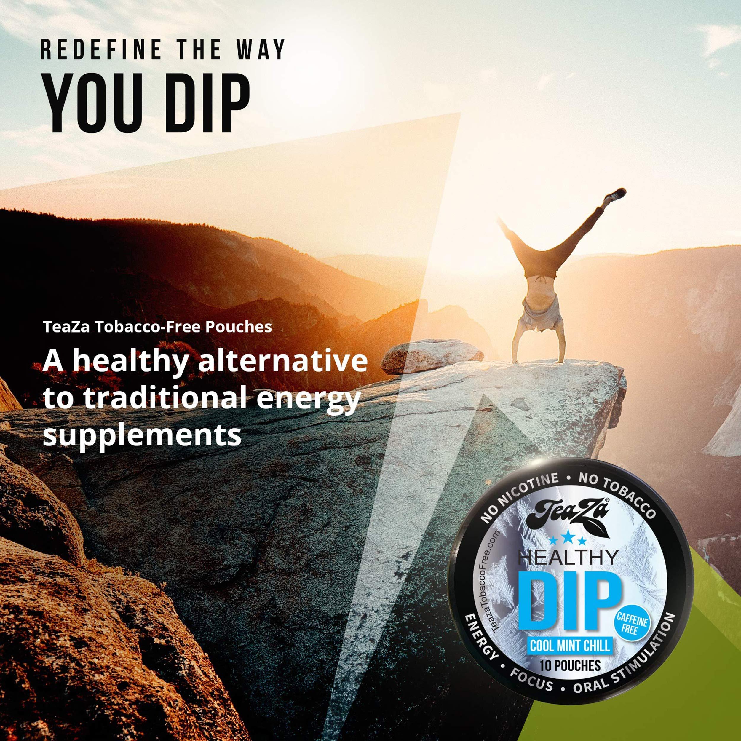 Teaza Herbal Energy Pouches, Alternative Snuff and Healthy Dip, Caffeine Free Tobacco Free Chew Premium Crisp Minty Flavor - Cool Mint Chill (4 Pack) - Image 4