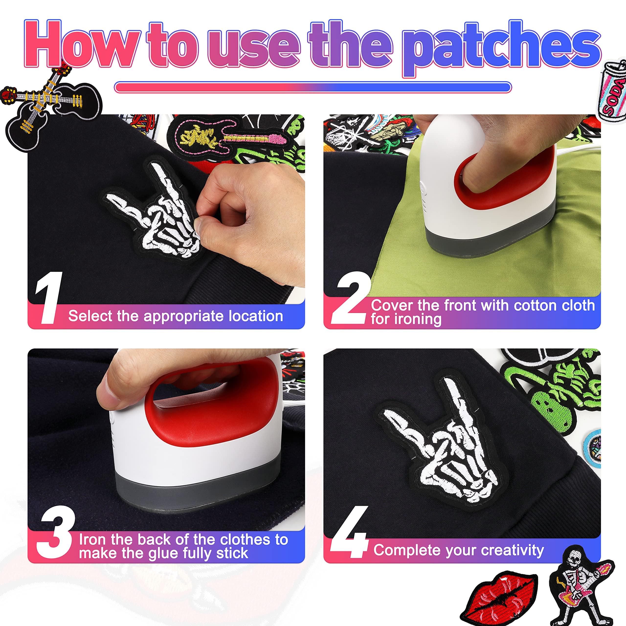Meneng Embroidered Patches Iron-on Appliques: 30pcs Assorted Cool Punk Embroidery Sew-on Patch for Jackets Clothing - Image 5