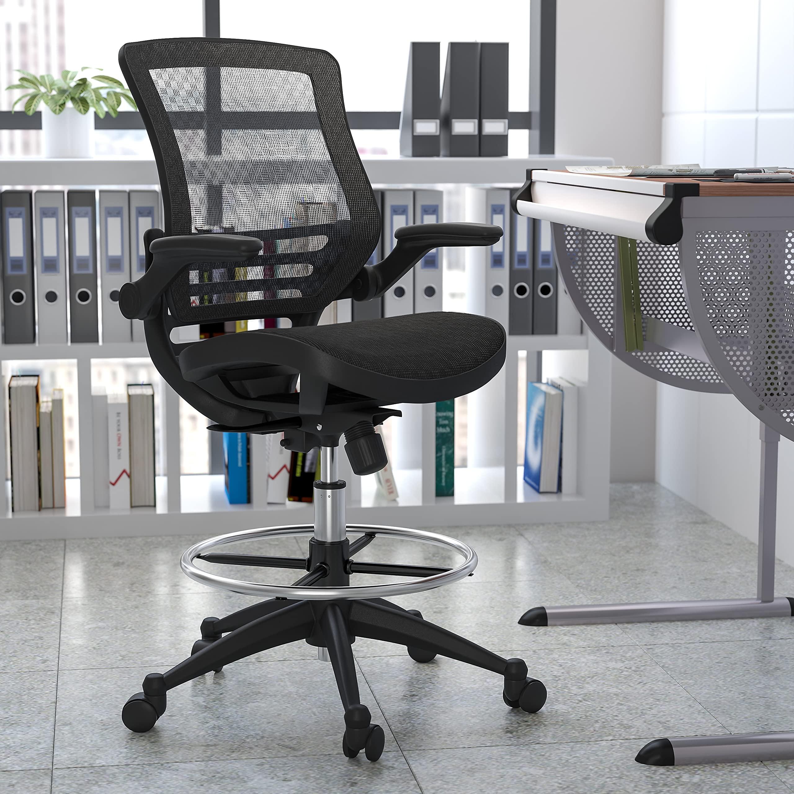 Flash Furniture Waylon Mid-Back Swivel Office Chair with Adjustable Foot Ring and Seat Height, Ergonomic Executive Chair with Armrests, Black - Image 2
