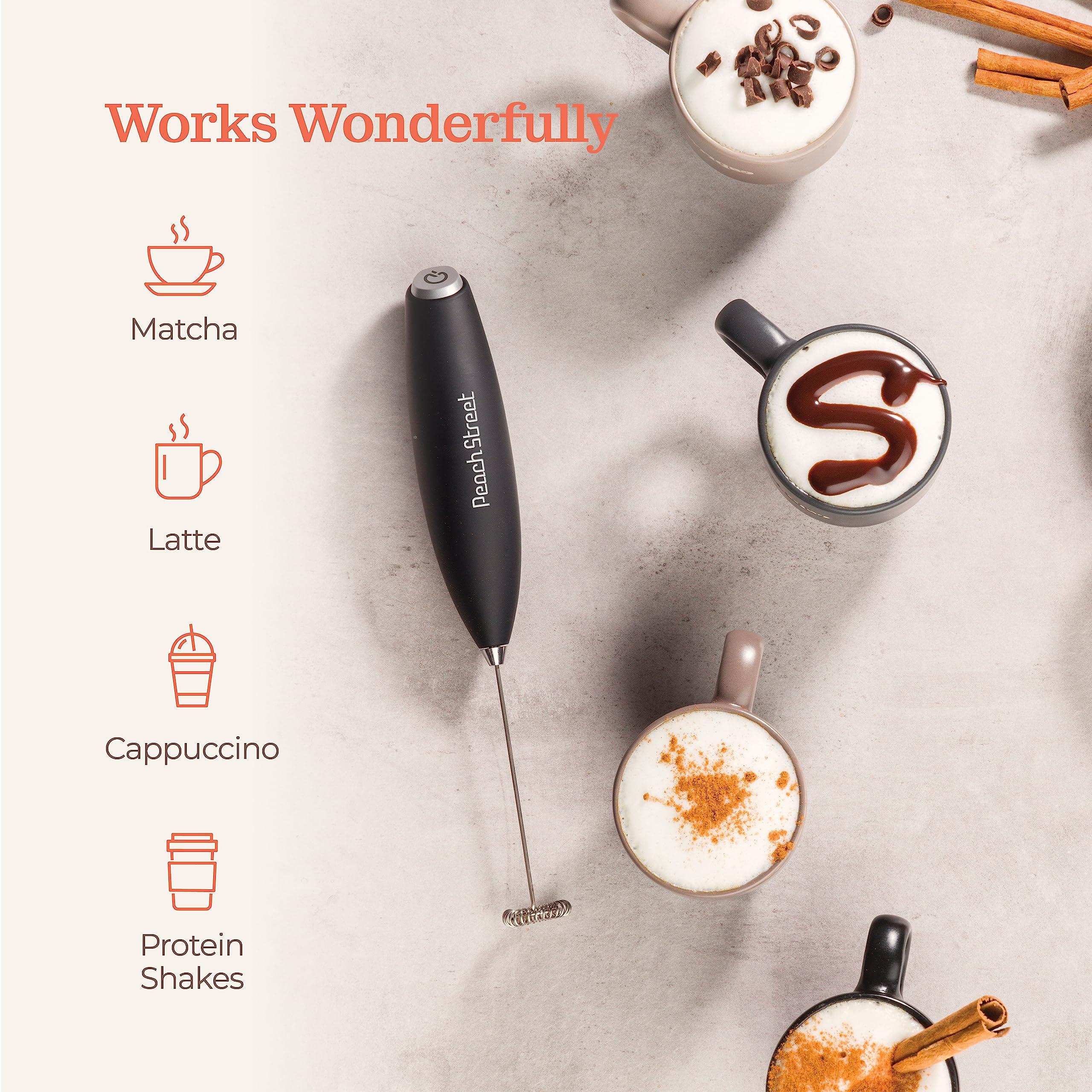 Powerful Handheld Milk Frother, Mini Milk Frother Wand, Battery Operated Stainless Steel Drink Mixer - Milk Frother Stand for Milk Coffee, Lattes, Cappuccino, Frappe, Matcha, Hot Chocolate. Great Gift - Image 8