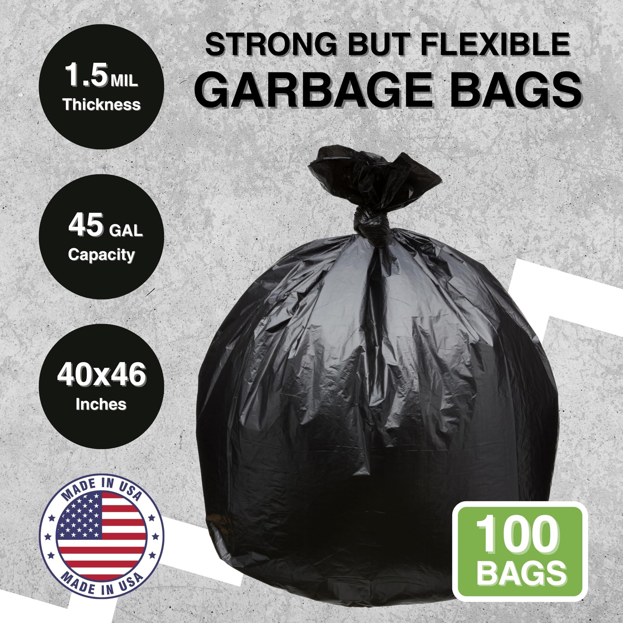Top Knot Bags 45 Gallon Garbage Trash Bag 40X46" 1.5 Mil Black 100 Count Can Liner Bulk 40 Gallon 41 Gallon 42 Gallon 43 Gallon 44 Gallon Made in USA - Image 2
