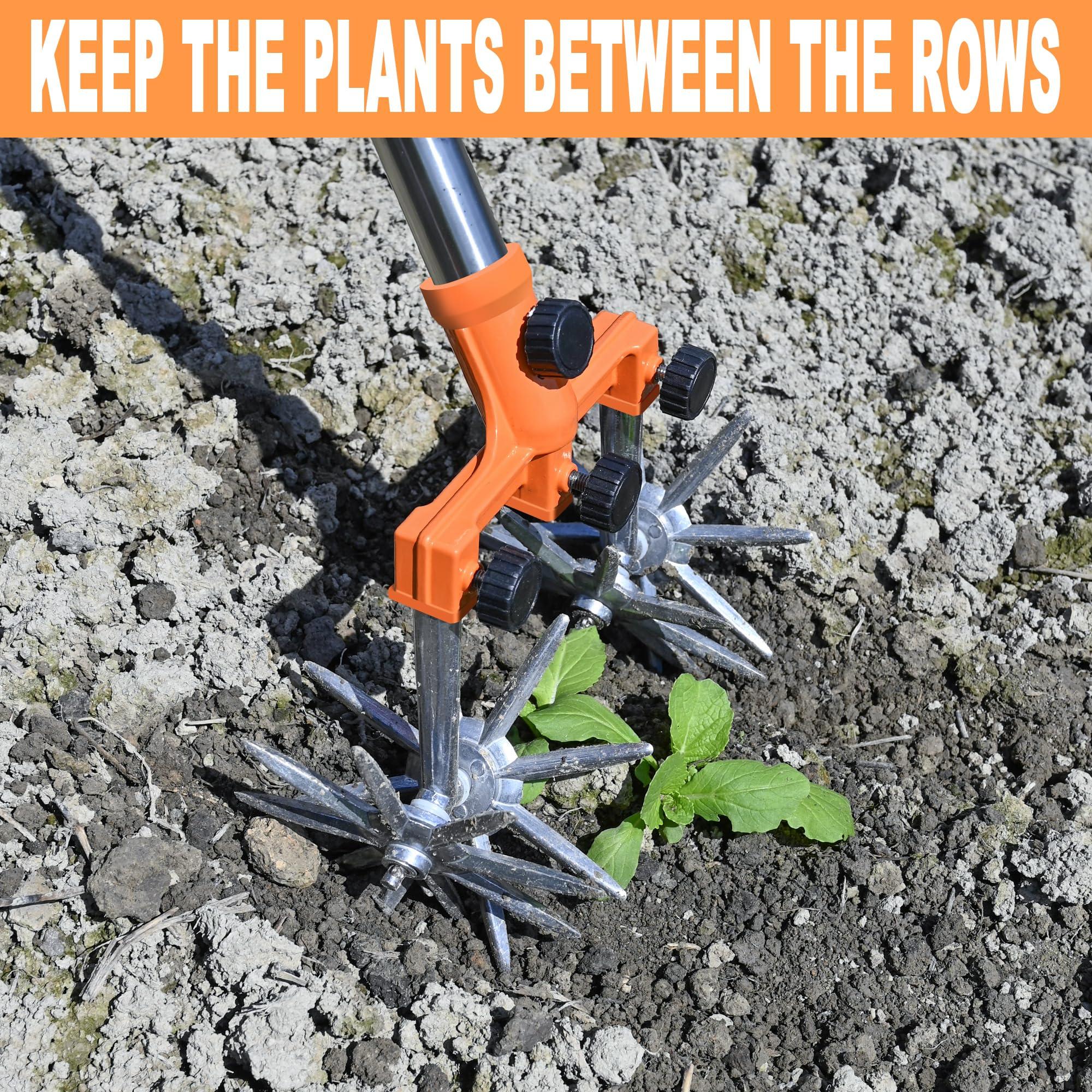 BARAYSTUS Rotary Cultivator Garden Rotary Tiller Adjustable Stainless Steel Poles Hand Tiller for Soil Mixing or Reseeding Grass Lawn Tiller Total Length 57 Inch - Image 5