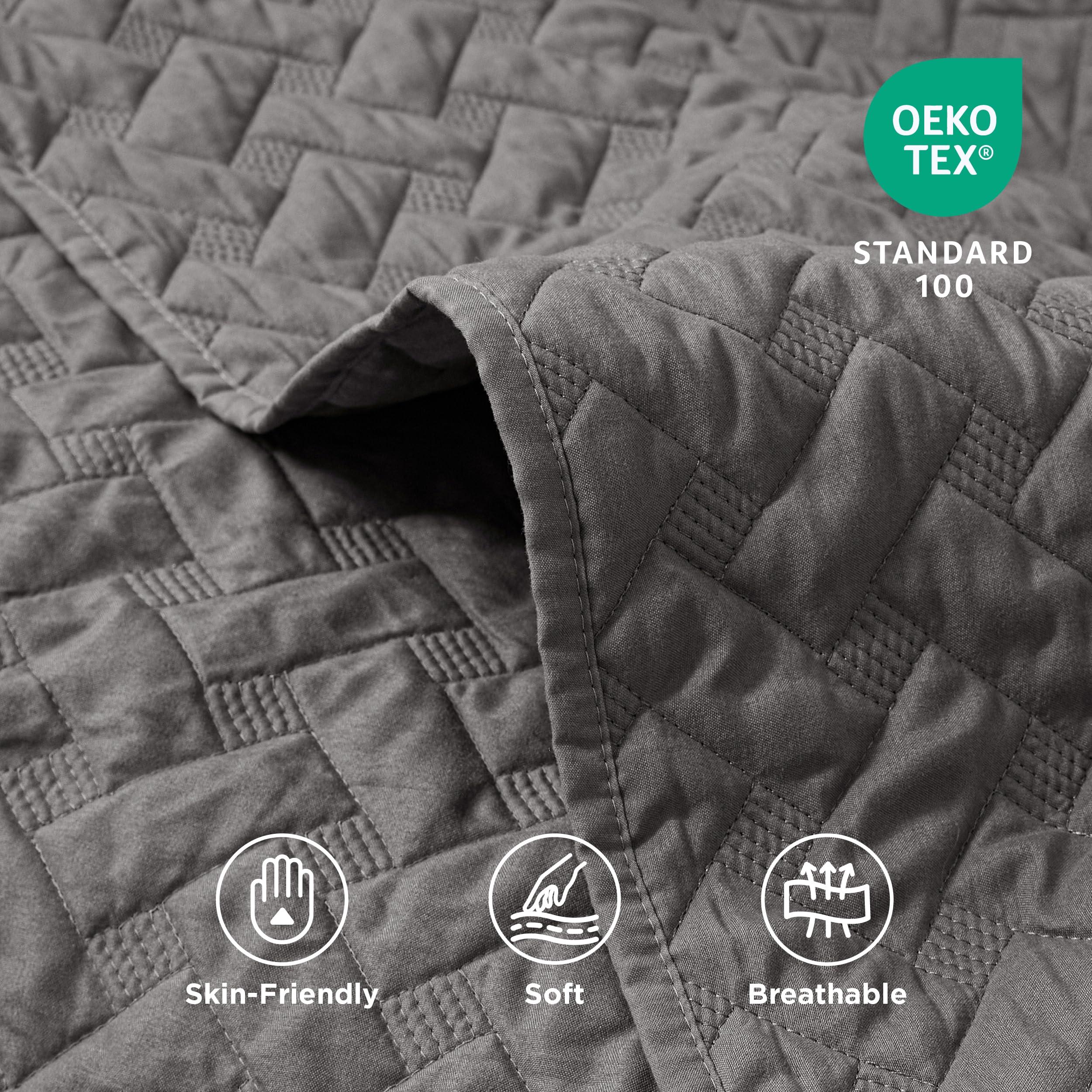 Bedsure Quilts Queen Size - Grey Bedspreads Queen Size with Basket Weave Pattern, Soft Quilt Bedding, Lightweight Comforter Coverlet for All Seasons (90" x 96") - Image 3