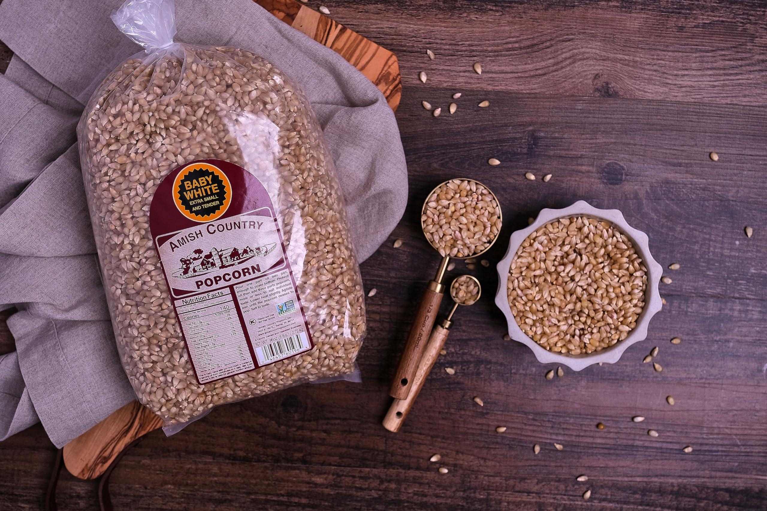 Amish Country Popcorn | 6 lb Bag | Baby White Popcorn Kernels | Small & Tender Popcorn | Old Fashioned, Non-GMO and Gluten Free (Baby White - 6 lb Bag) - Image 3