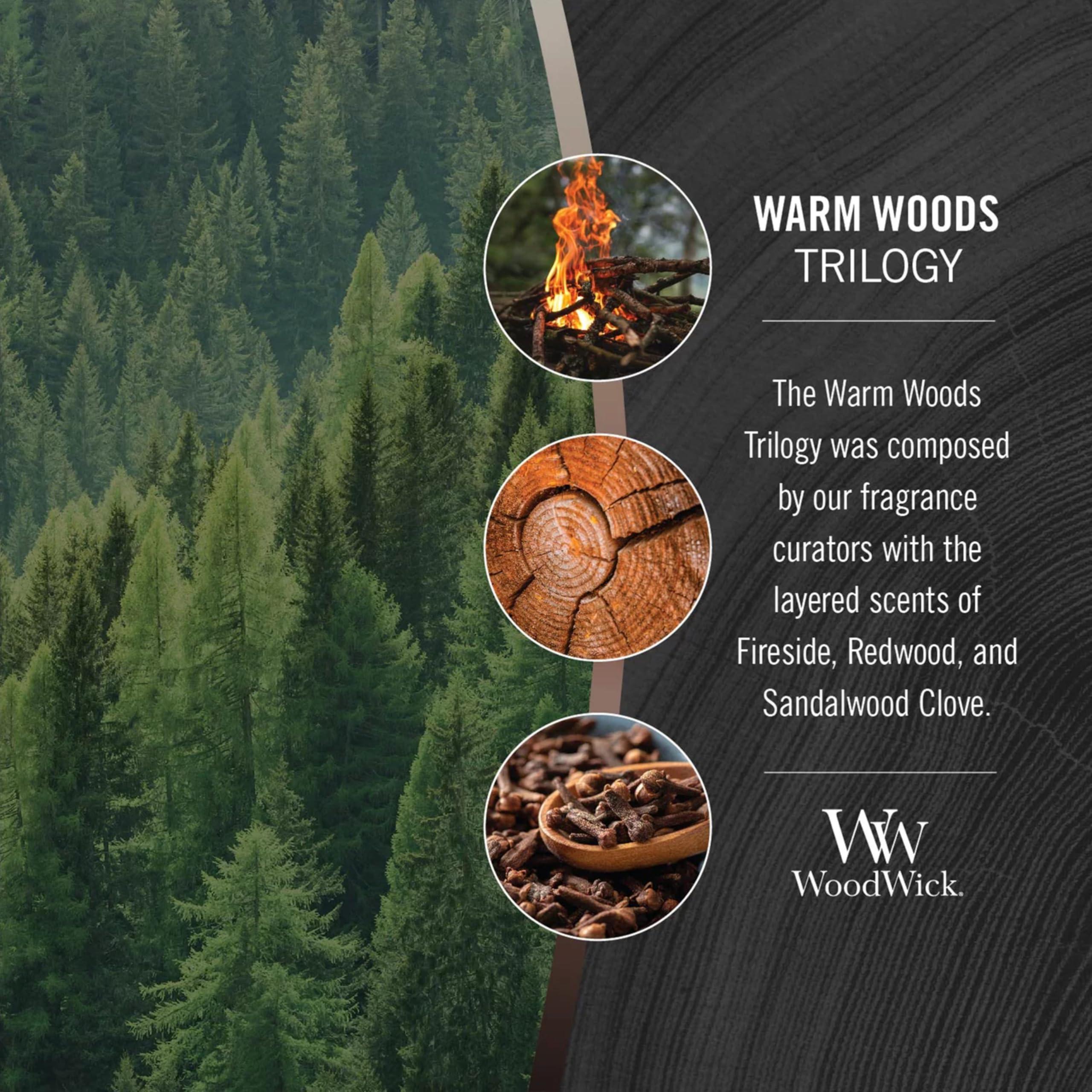 WoodWick Warm Woods Medium Hourglass Trilogy Candle Crackles as it Burns Perfect for Gifting - Image 4