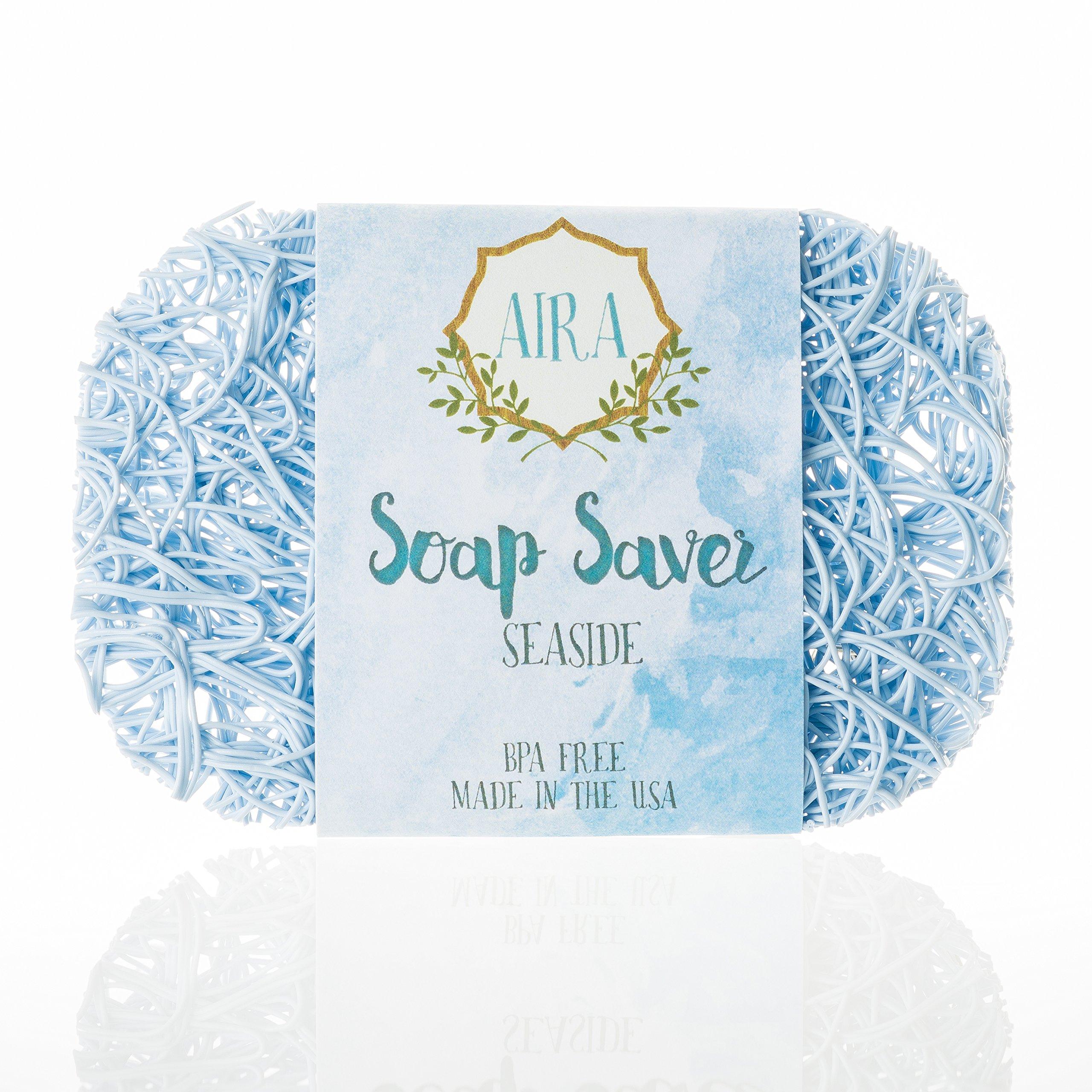 AIRA Soap Saver Seaside. Recyclable Soap Lift Soap Dish Bathroom Accessory for the Tub, Shower, Counter. Made in the USA