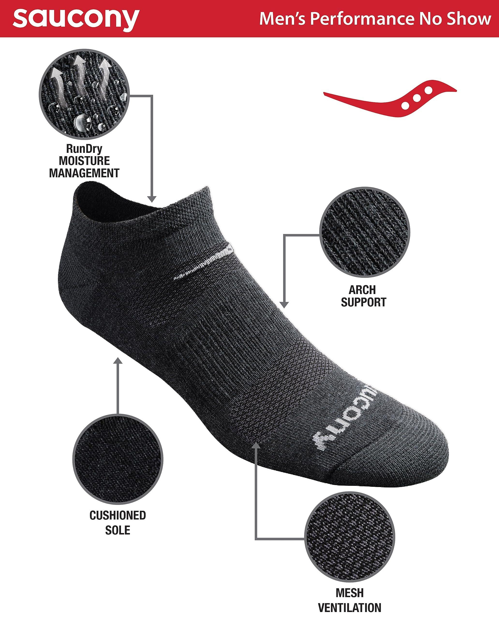 Saucony Men's Rundry Mesh Ventilating Comfort Fit Performance No-Show Socks, Available in M-XXL (6, 12, 18 Pairs) - Image 2