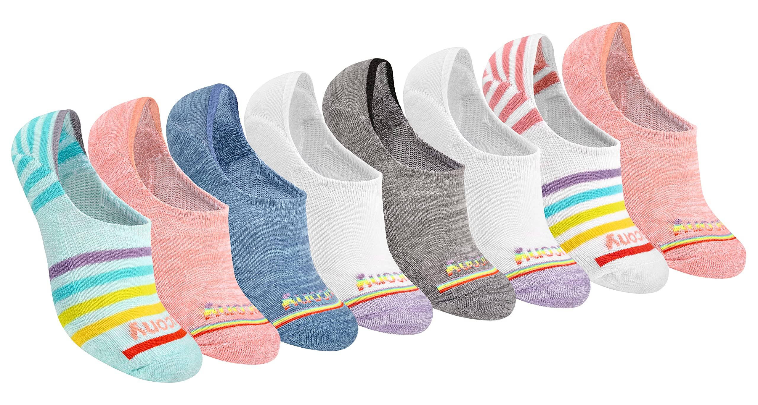 Saucony Women's No Show Cushioned Invisible Liner Socks, Available in S-L (8, 16 Pairs)
