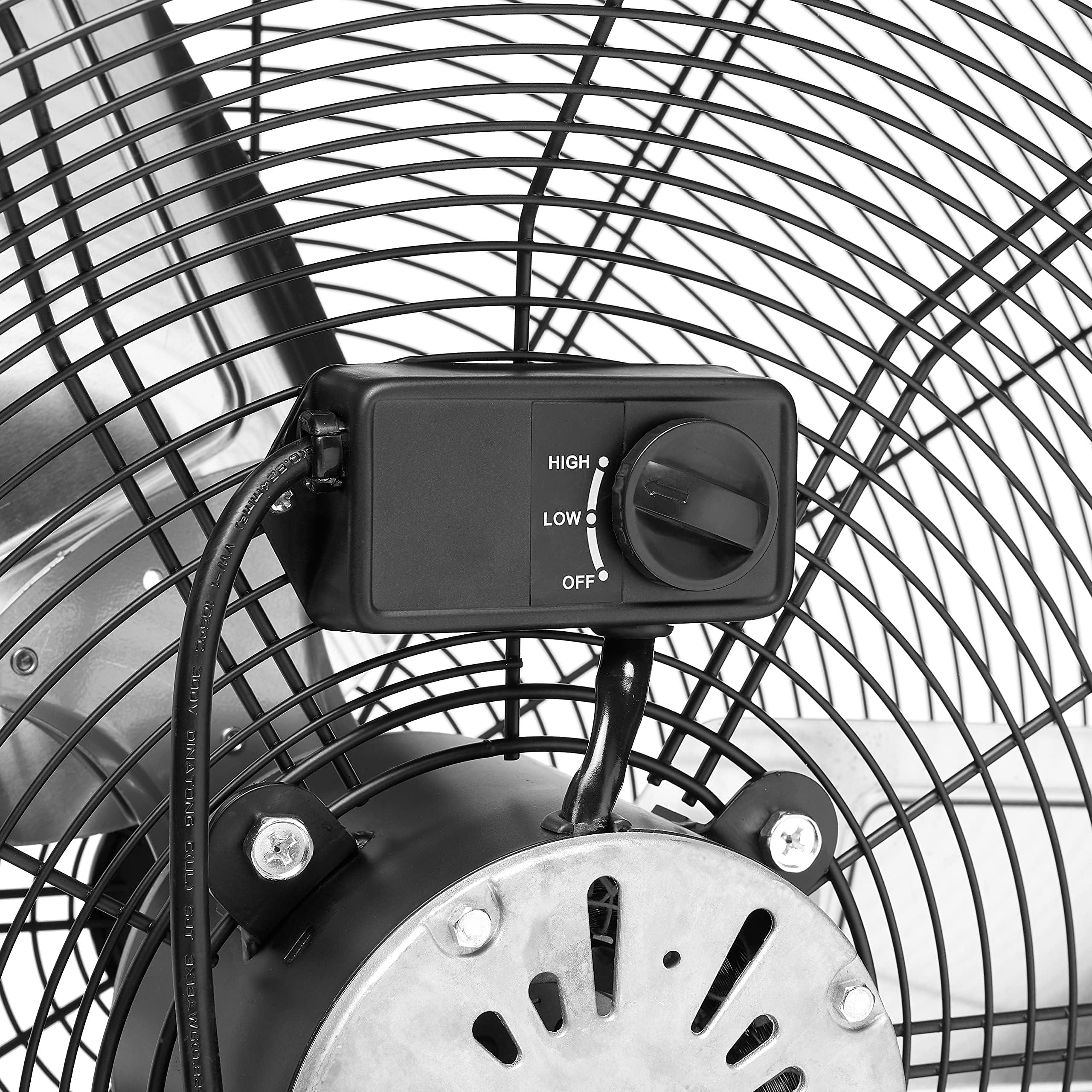 Amazon Basics 30" 300W High-Velocity, Heavy-Duty Industrial Fan, Drum Fan, with UL-Certified Safety Compliance, 2 Speeds, Up to 12,480 CFM, 5.9-ft Power Cord, 2 Wheels, Metal Housing/Blades, Black - Image 5
