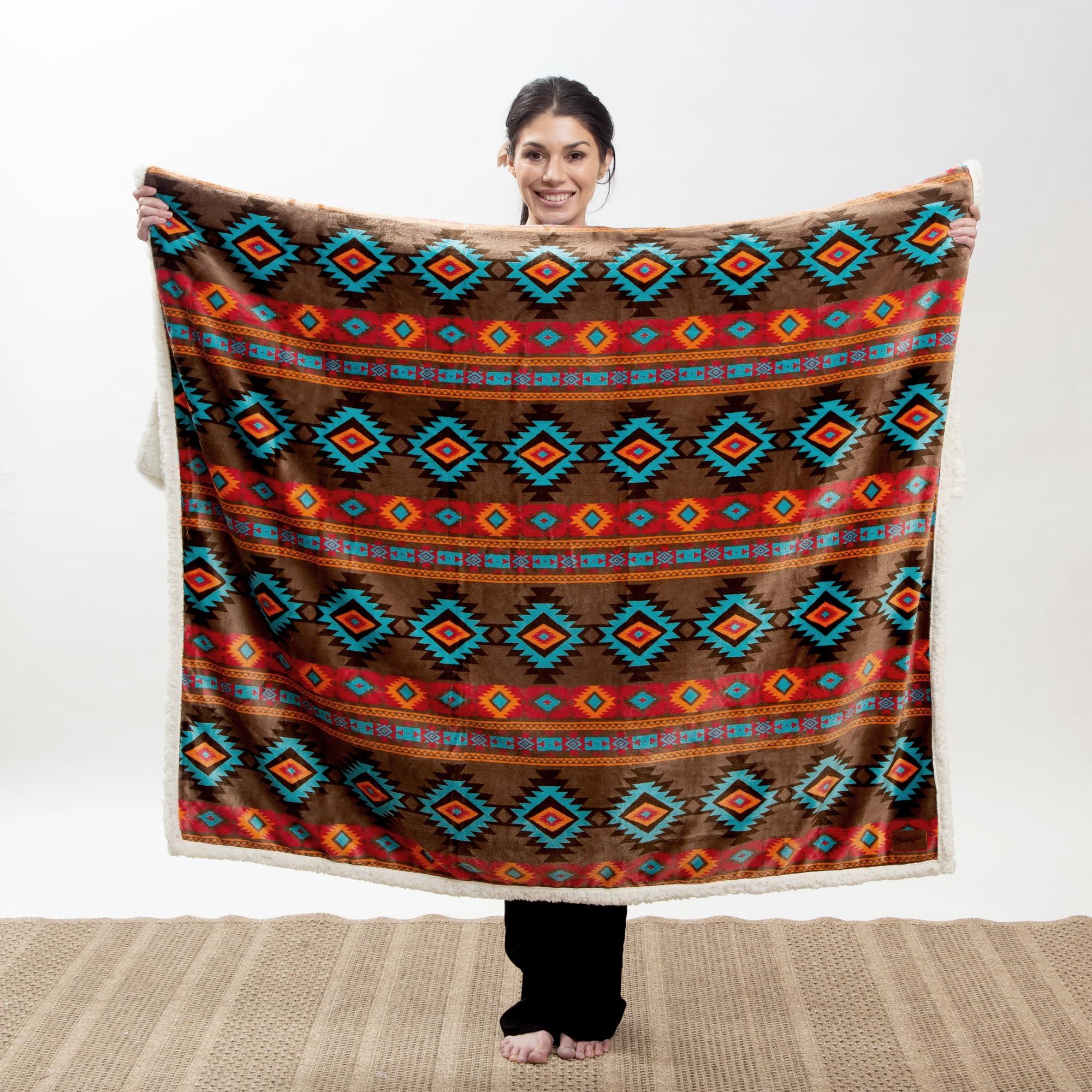 CARSTENS, INC. Wrangler Ultra Premium Super Soft Plush Sherpa Fleece Oversized Throw Blanket 54" x 68", Southwest Horizon - Image 5
