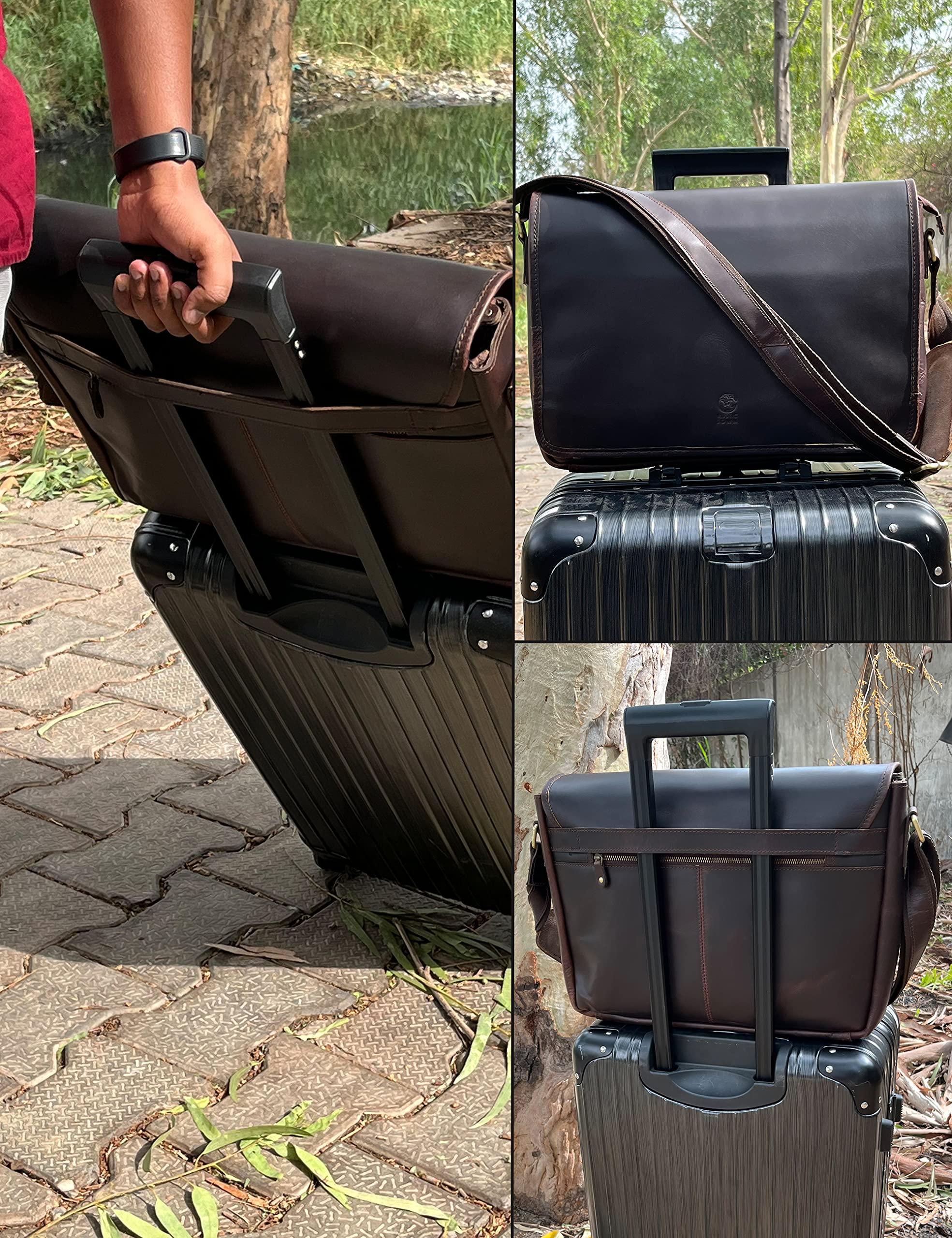 Leather Messenger Bag for Men 16" Full Grain Leather Laptop Bag Vintage Crossbody Office Satchel Travel Shoulder Bag - Image 5