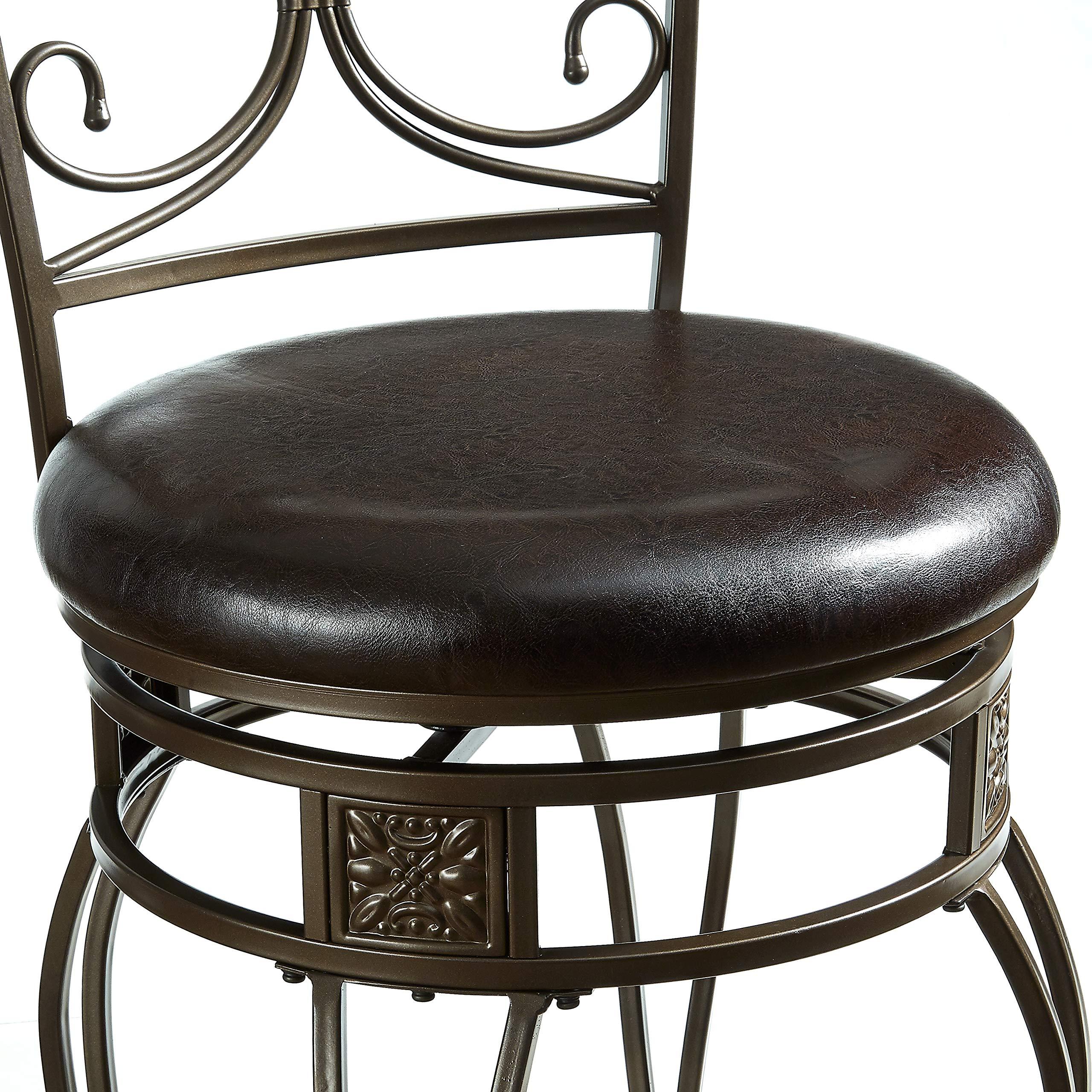 Powell Big and Tall Back Scroll Stool, Counter Height, Dark Bronze/Brown - Image 8