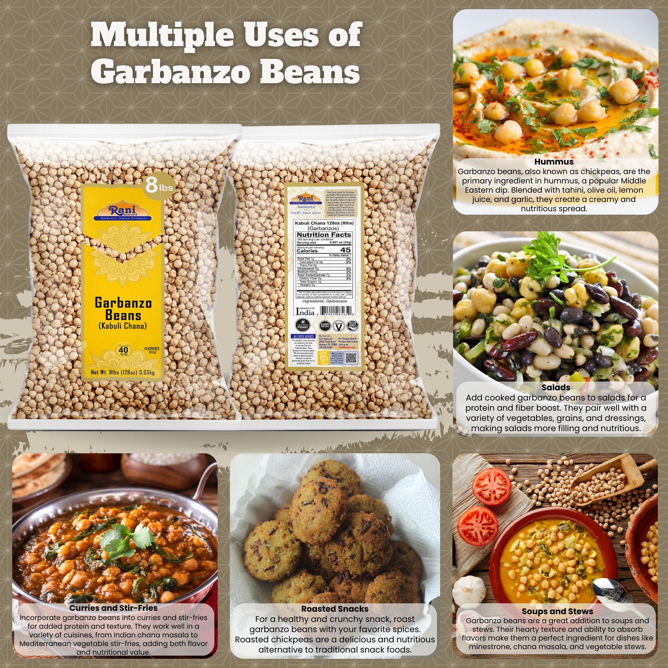 Rani Garbanzo Beans (Kabuli Chana) 128oz (8lbs) 3.63kg Bulk ~ All Natural | Vegan | Gluten Friendly | NON-GMO | Kosher | Indian Origin - Image 3