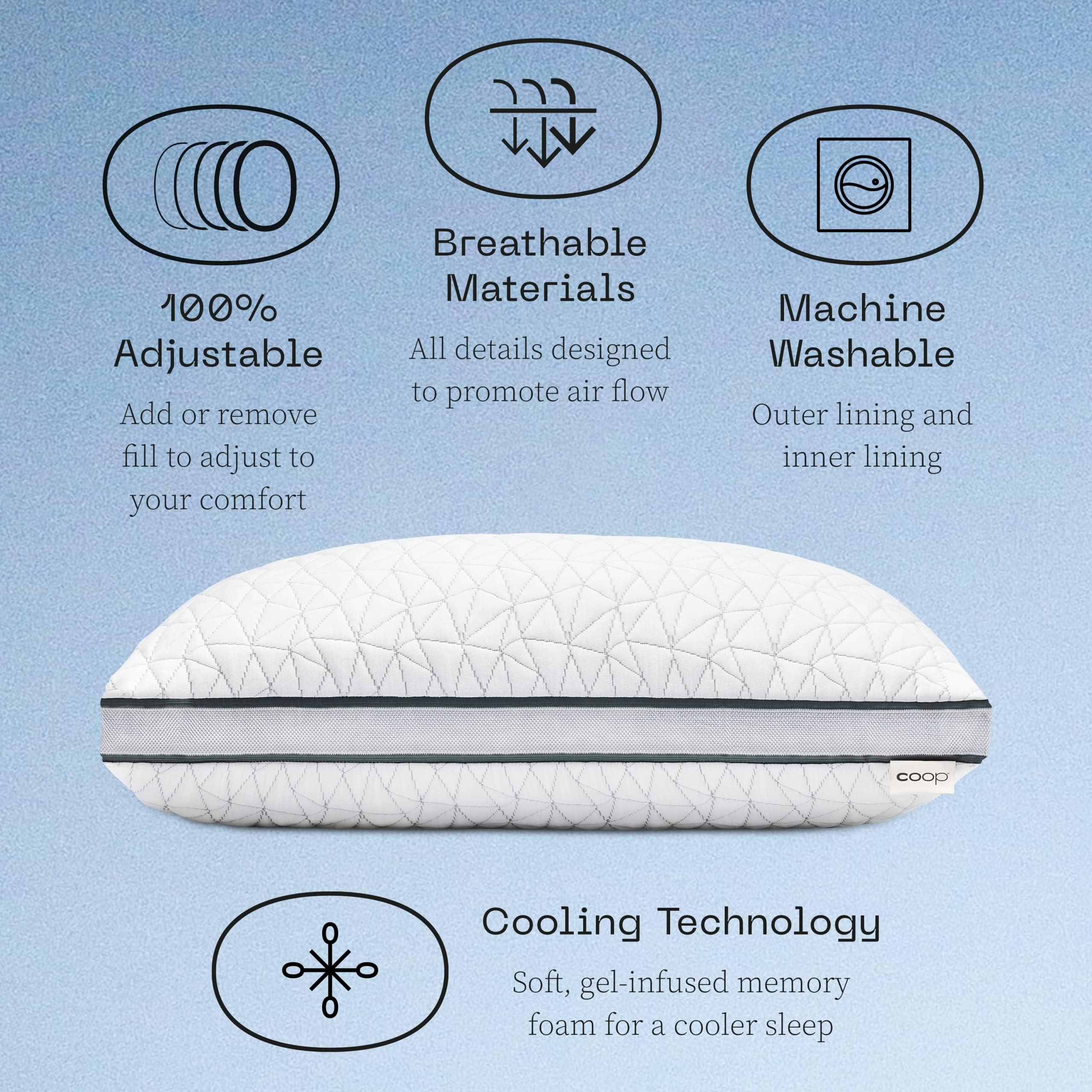 Coop Home Goods Eden Bed Pillow Queen Size for Sleeping on Back, Stomach and Side Sleeper- Medium Soft Memory Foam Cooling Gel - CertiPUR-US/GREENGUARD Gold - Image 5