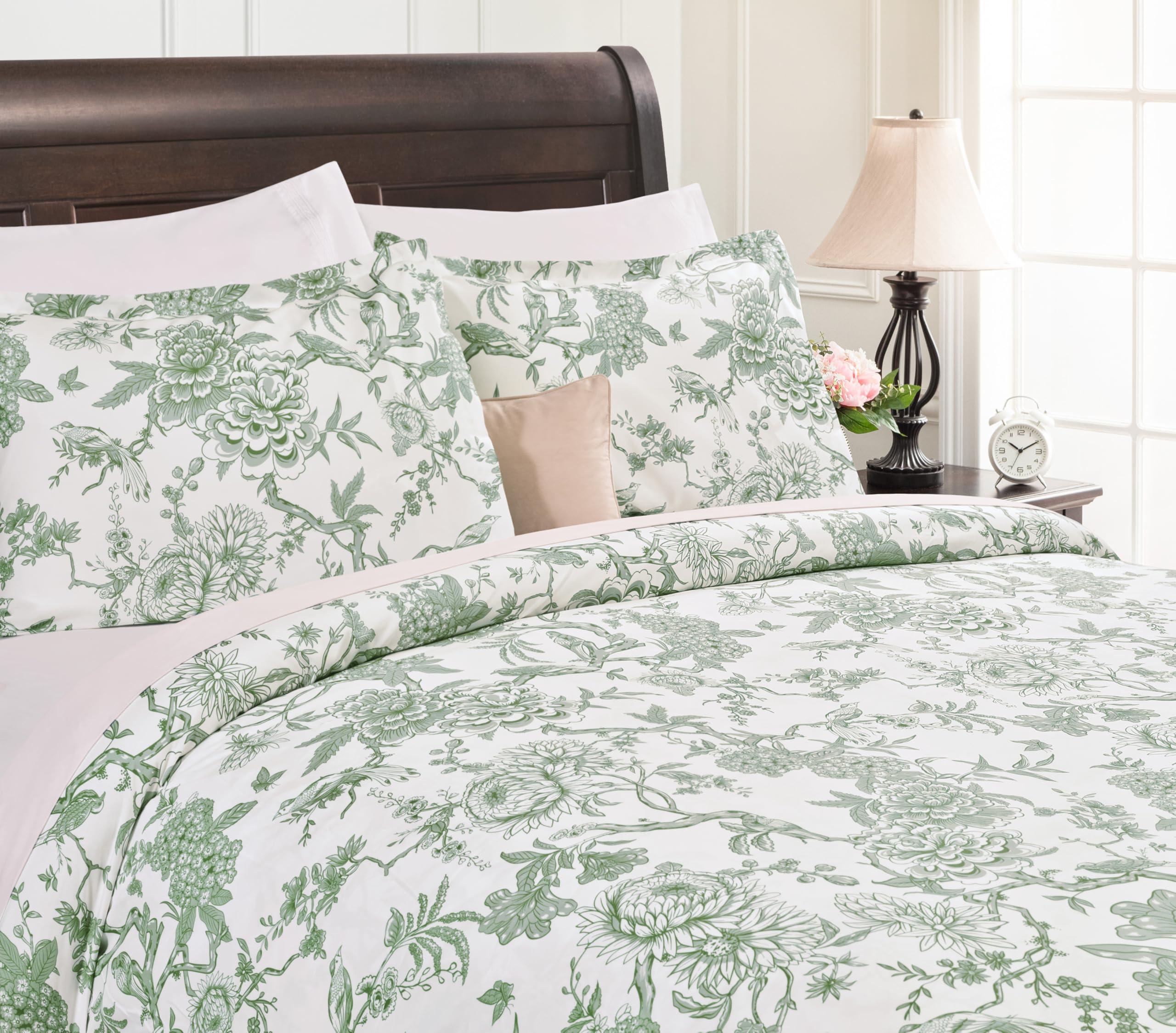Chanasya Premium Antique Toile Duvet Cover Set - Duvet Cover (104” x 90”) & 2 Pillow Shams (20” x 36”) - 3-Piece Set, King Size, Sage - Image 2