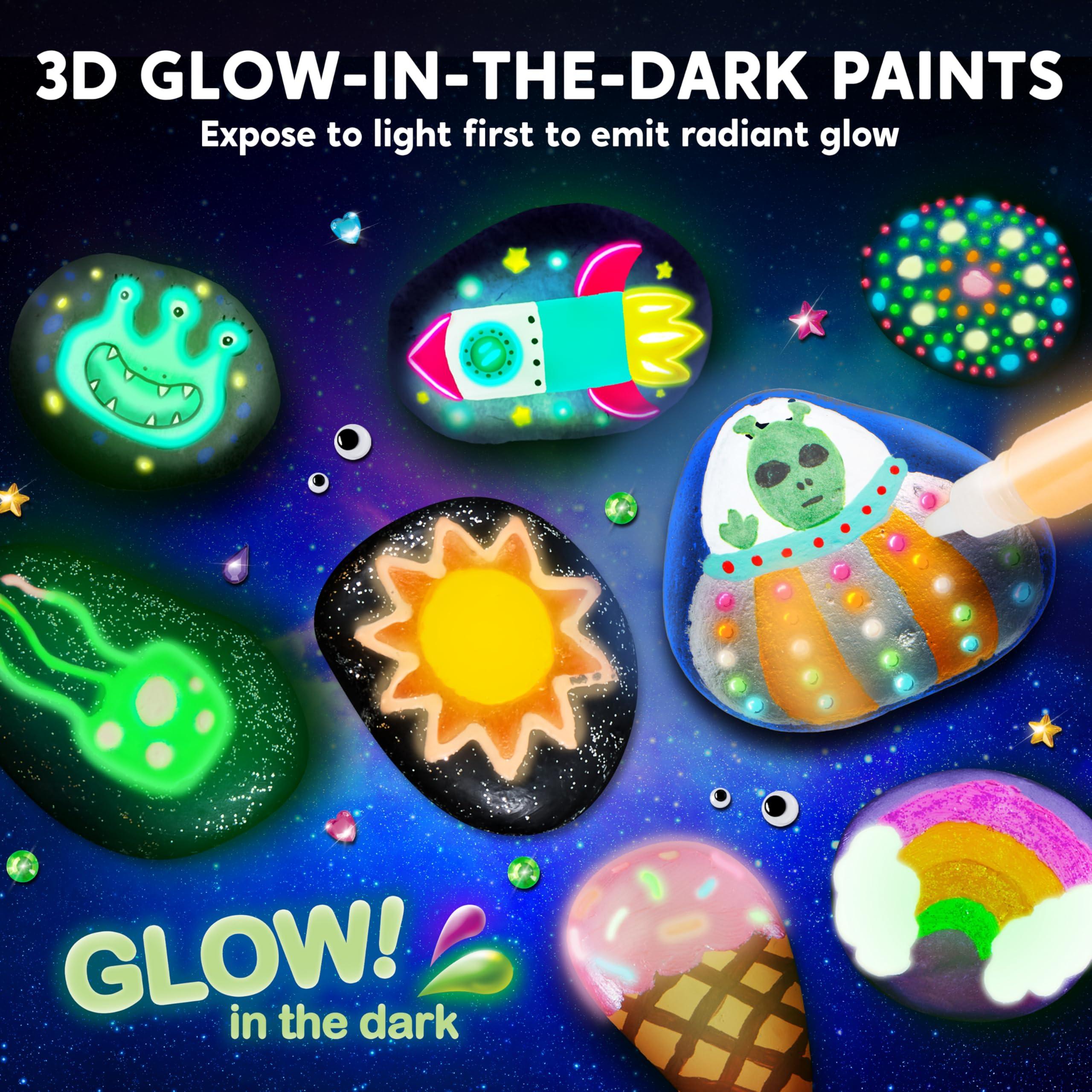 JOYIN Rock Painting Kit- Glow in The Dark Rock Kit, Arts and Crafts for Kids Ages 6-12, Art Supplies Toy, Kids Craft Paint Kits, Arts & Crafts for Boys Girls Birthday Party Gift Toy - Image 2