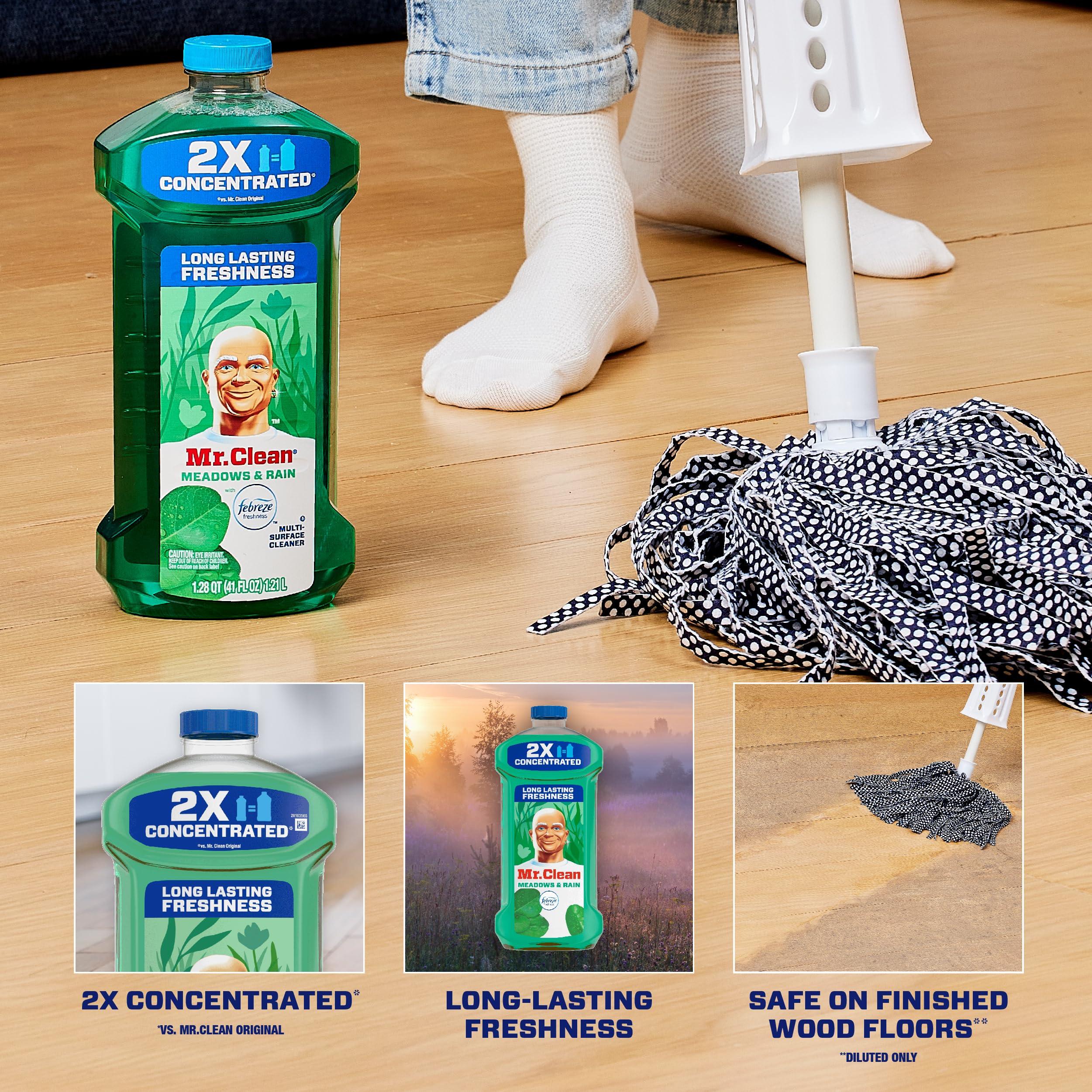 Mr. Clean All Purpose Cleaner, Floor Cleaner for Mopping Home, Bathroom, & Kitchen, Cleaning Liquid for Mop & Bucket, Cleaning Supplies, Multi-Surface Dilutable, Meadows & Rain, 41oz - Image 2