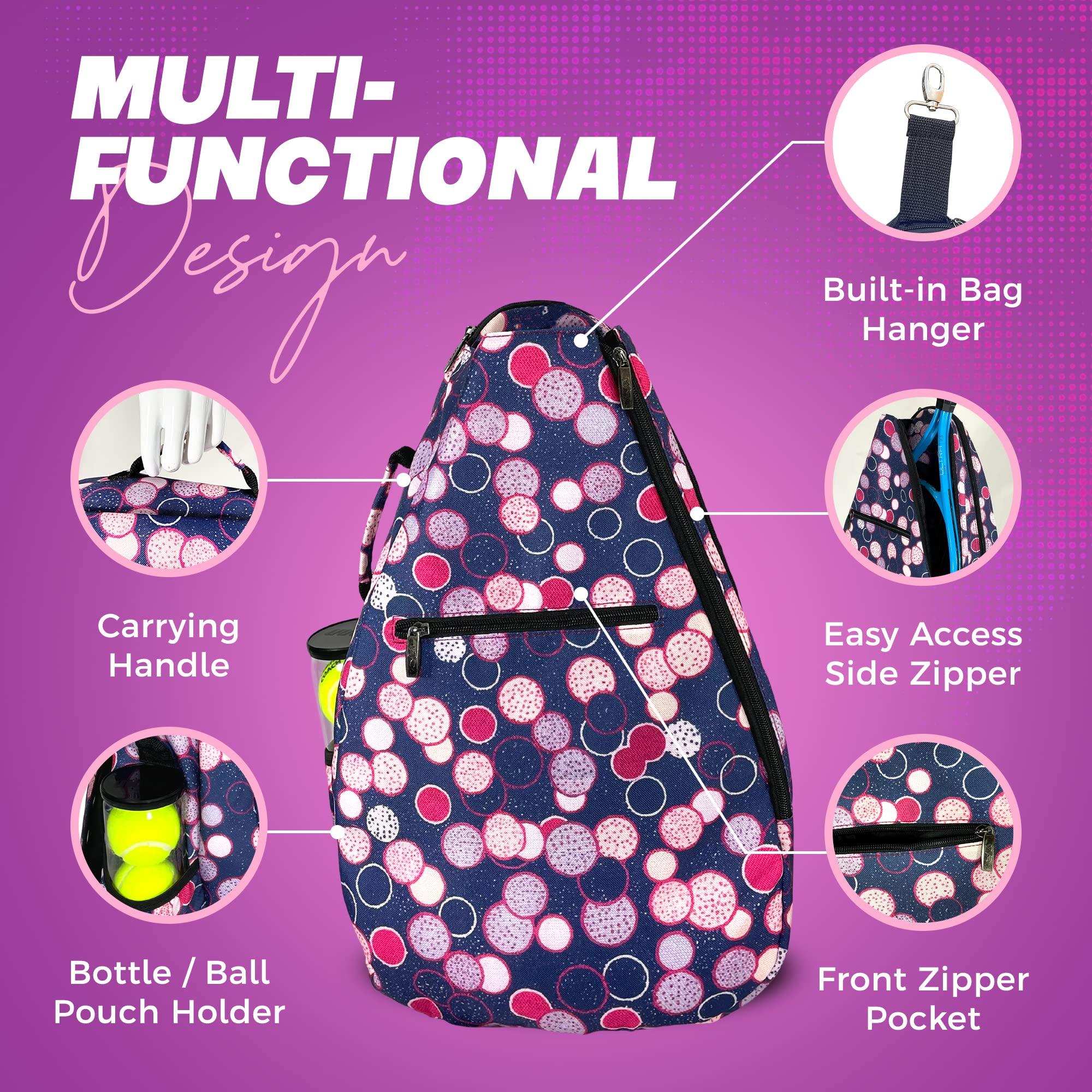 Womens Tennis Backpack - Taboo Fashions Ladies Tennis Bag Holds Two Racquets, Padded Straps and Side Carry Handle - Image 3