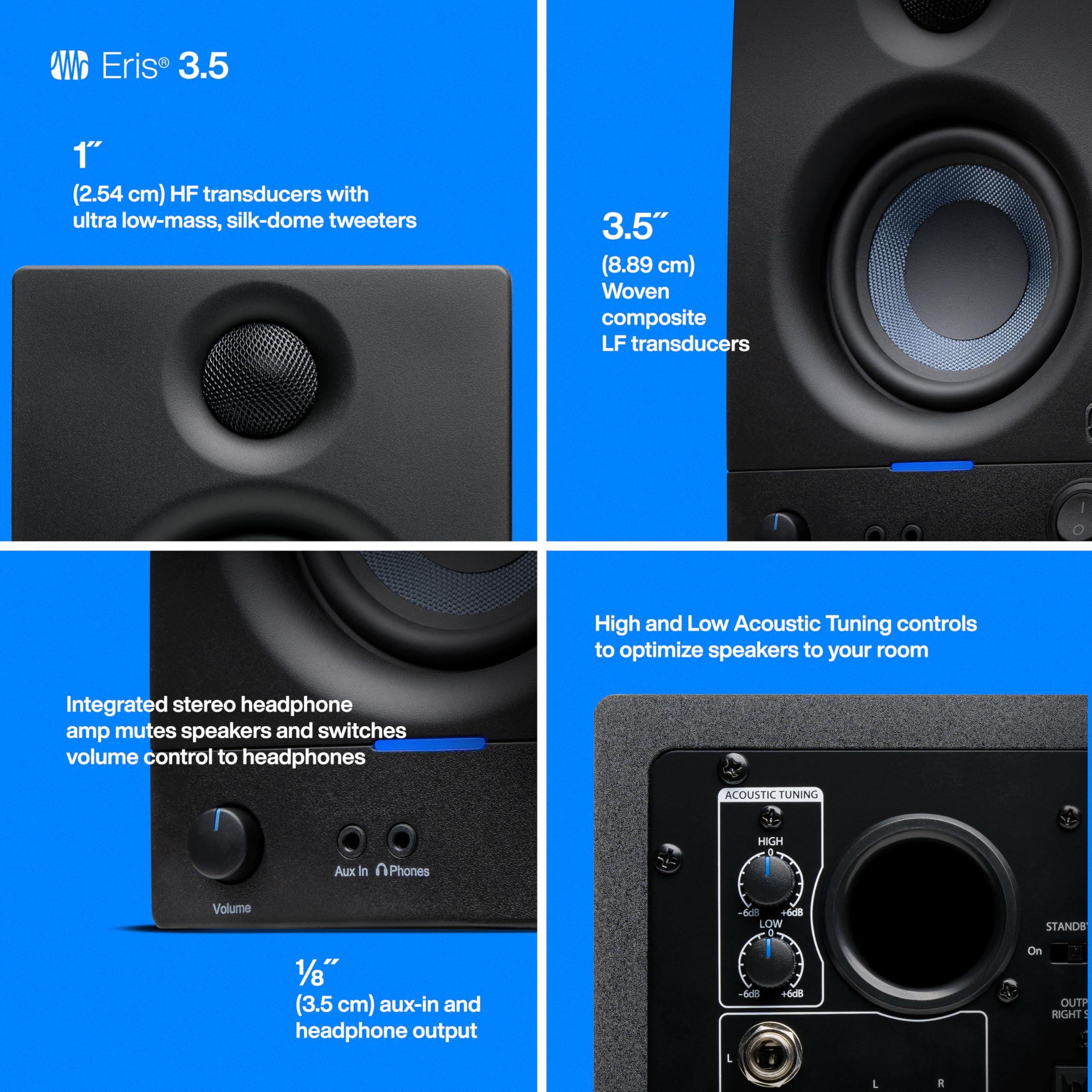PreSonus Eris 3.5 Studio Monitors, Pair — Powered, Active Monitor Speakers for Near Field Music Production, Desktop Computer, Hi-Fi Audio - Image 4