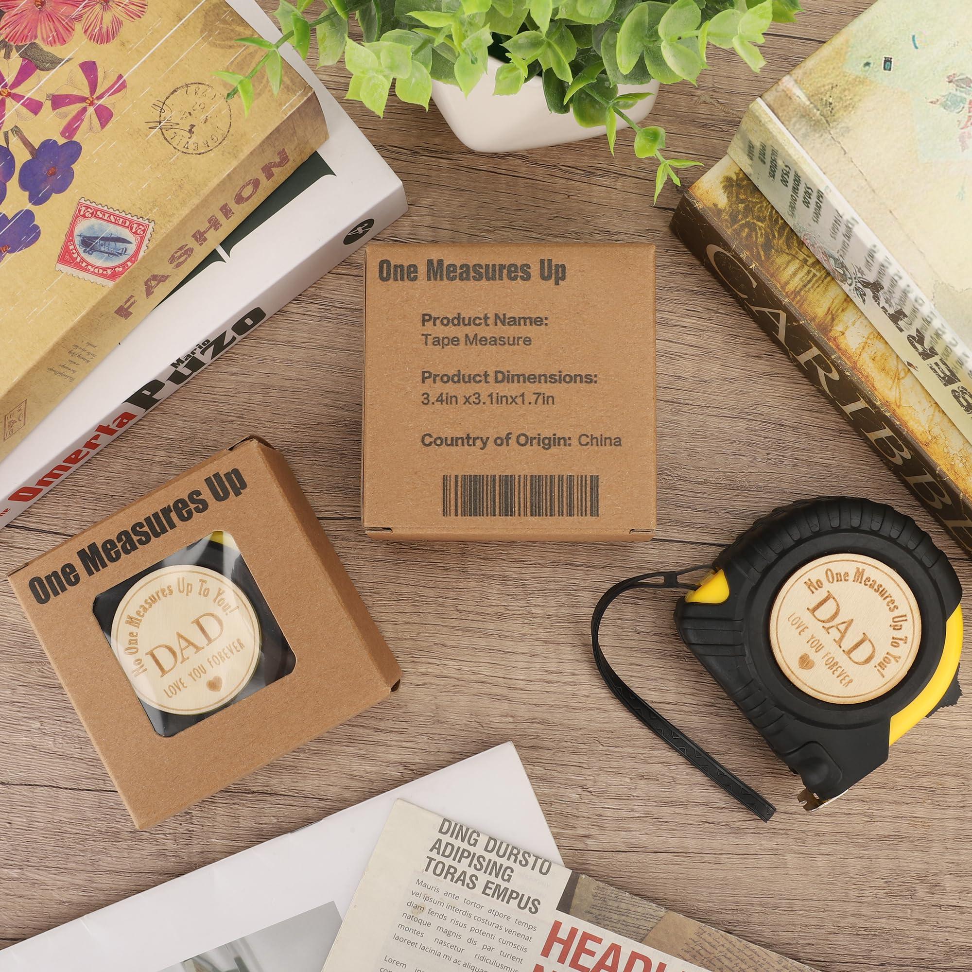One Measures Up Gifts for Dad, Dad Gifts from Son Daughter, Fathers Day Birthday Christmas Gifts for Dad, Tool Gifts Woodworker Carpenter Gifts, No One Measures Up to You, Engraved Tape Measure 25 FT - Image 5