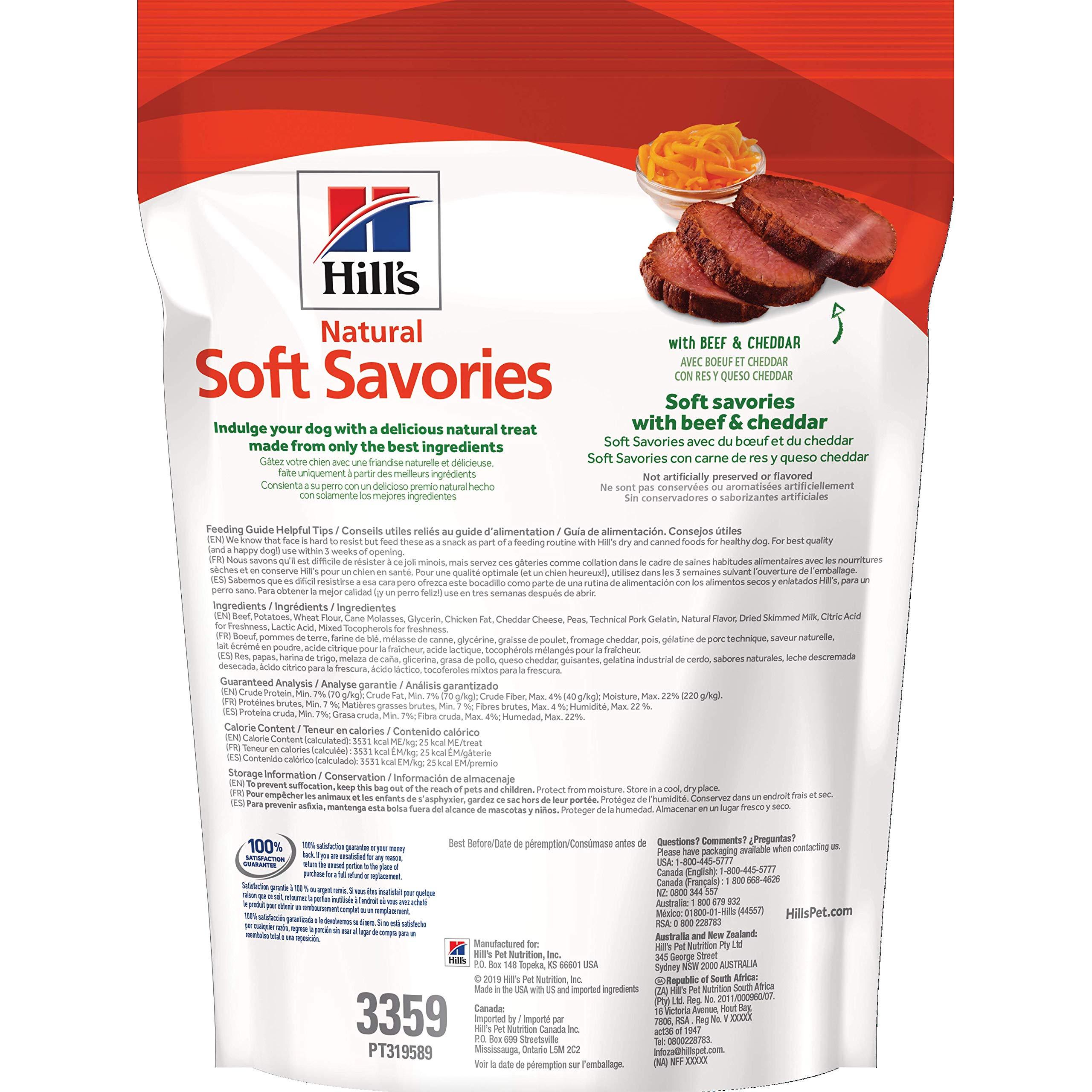 Hill's Natural Soft Savories, All Life Stages, Great Taste, Dog Treats, Beef & Cheddar, 8 oz Bag - Image 2