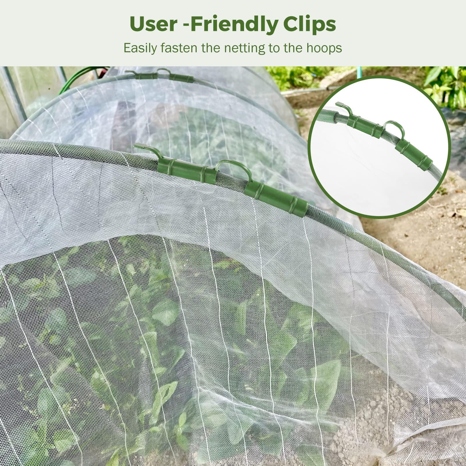 BEAMNOVA Garden Netting Mesh Greenhouse Hoops for Raised Beds Row Cover Barrier Support Frame Cover Climbing Plants Stakes with Clips for Outdoor Vegetable Tomato Vines DIY - Image 7