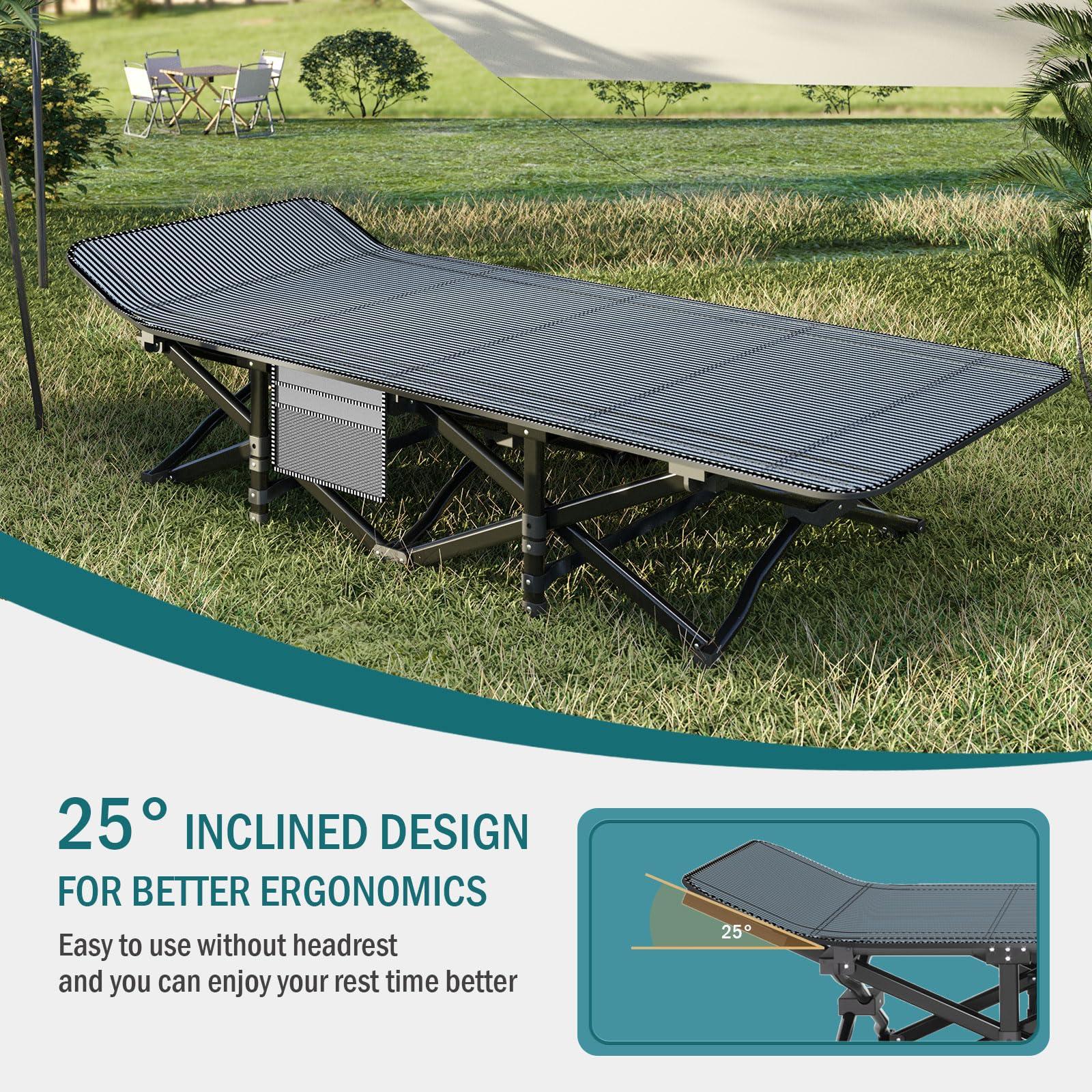 Mopaicot Camping Cot for Adults, Folding Bed with Comfortable Cushion, Tent Portable Sleeping Bed with Carry Bag for Camp Office Use Outdoor Cot Bed for Traveling Supports 450 lbs - Image 6