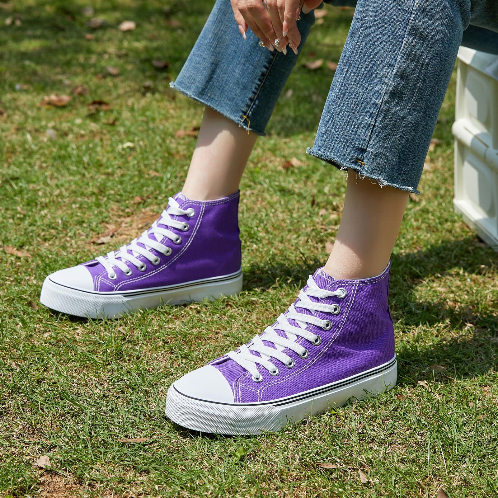 ZGR Womens High Top Canvas Sneakers,Lace-up Canvas Shoes,Casual Tennis Walking Shoes - Image 6