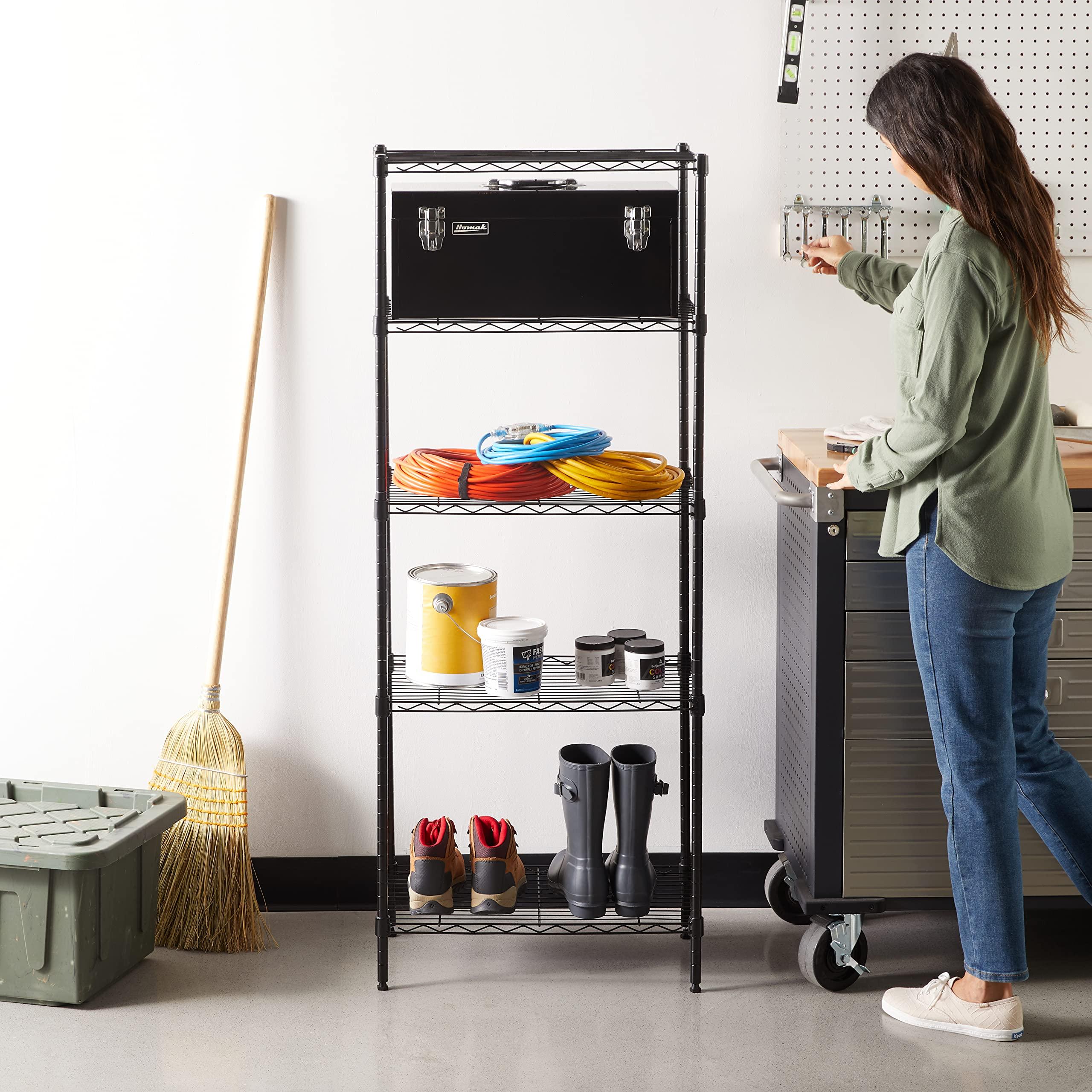 Amazon Basics 5-Shelf Multipurpose Adjustable Sturdy Steel Storage Shelving Unit, Easy Assembly, 13.4" D x 23.2"W x 60"H, Black - Image 2