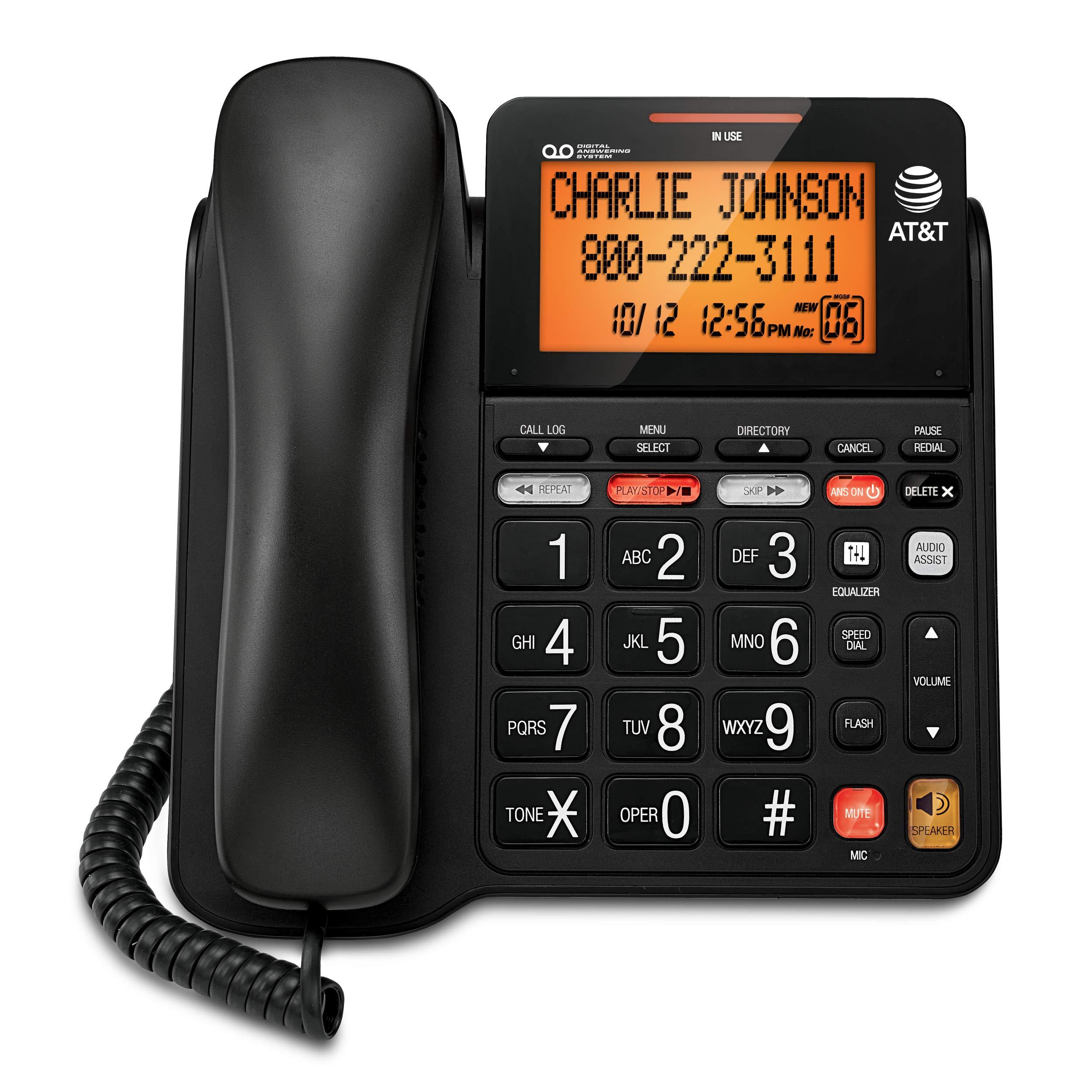 AT&T CD4930 Corded Phone with Digital Answering System and Caller ID, Extra-Large Tilt Display & Buttons, Black - Image 2